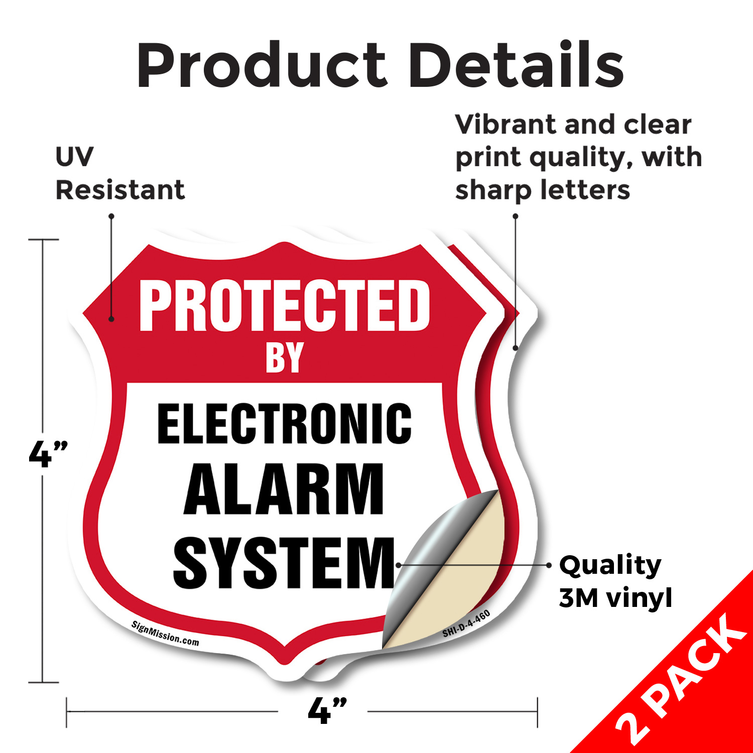 Security Alarm Shield Sign Protected By Electronic Alarm Sys Shield Shaped Sign - Picture 13 of 41