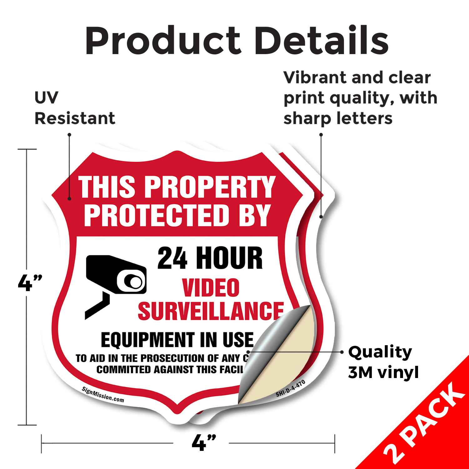 Video Surveillance Shield Sign This Property Protected By 24 Shield Shaped Sign - Picture 13 of 41