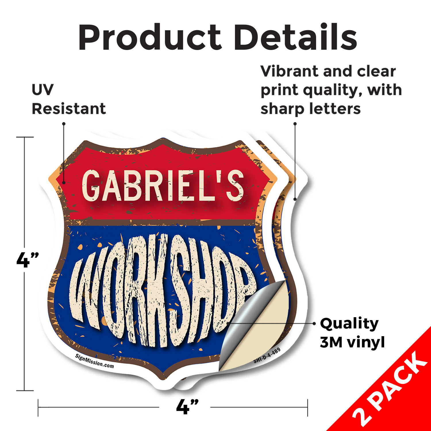 Gabriel's Workshop Shield Shaped Sign Weather Resistant Crafted in the USA - Picture 13 of 41