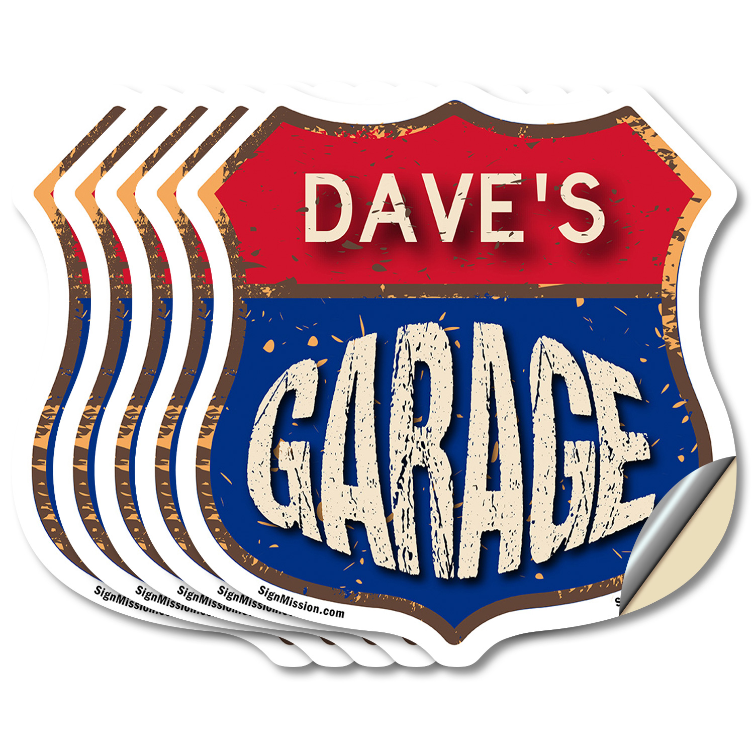 Dave's Garage Shield Shaped Sign Weather Resistant Crafted in the USA - Picture 20 of 41