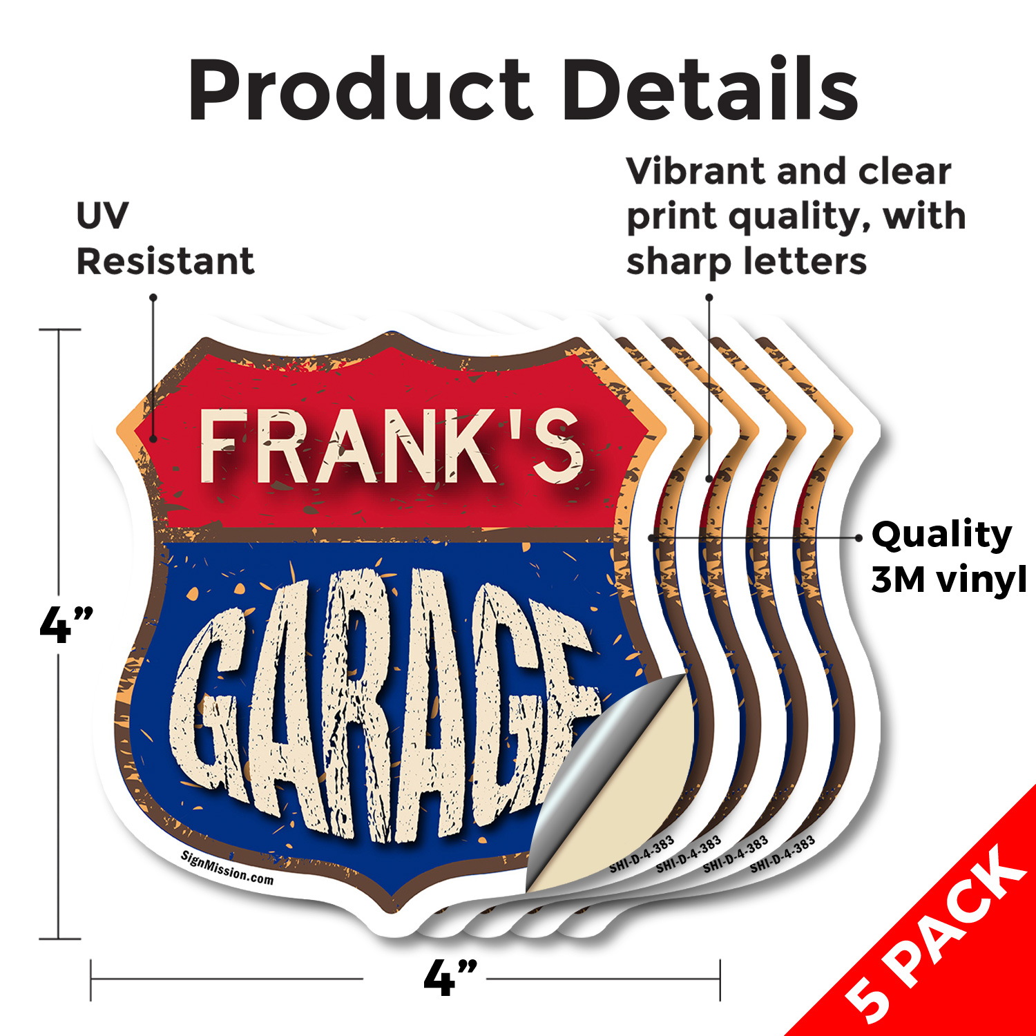 Frank's Garage Shield Shaped Sign Weather Resistant Crafted in the USA - Picture 21 of 41