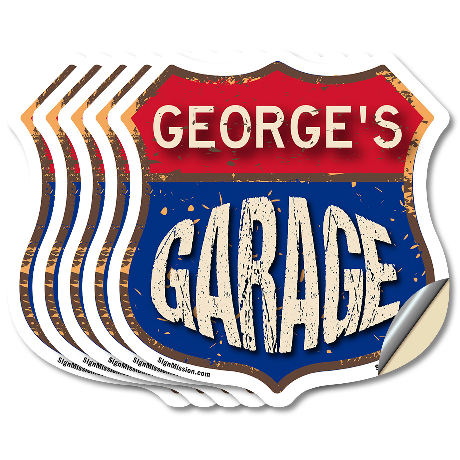 George's Garage Shield Shaped Sign Weather Resistant Crafted in the USA - Picture 32 of 61