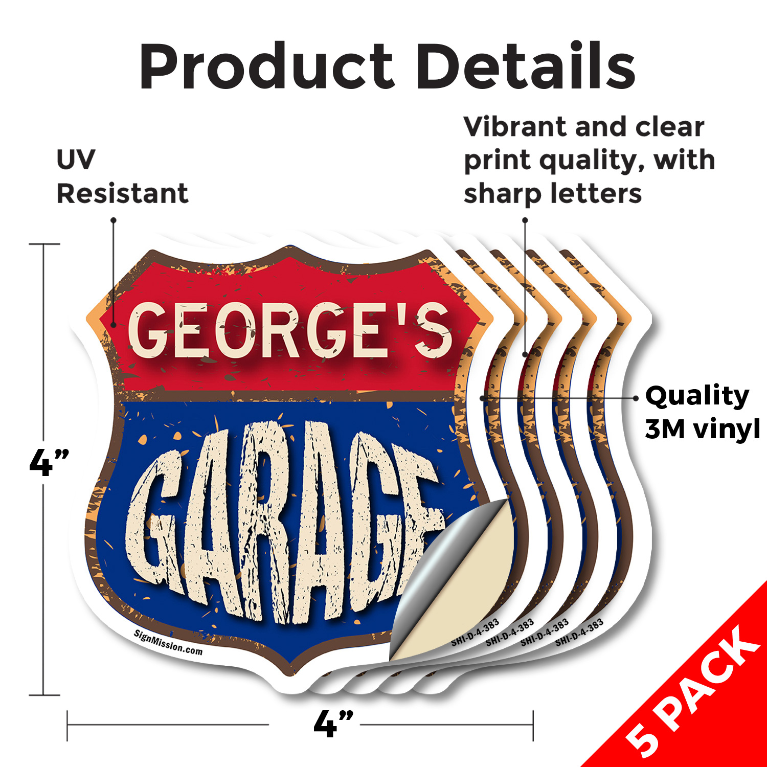 George's Garage Shield Shaped Sign Weather Resistant Crafted in the USA - Picture 33 of 61