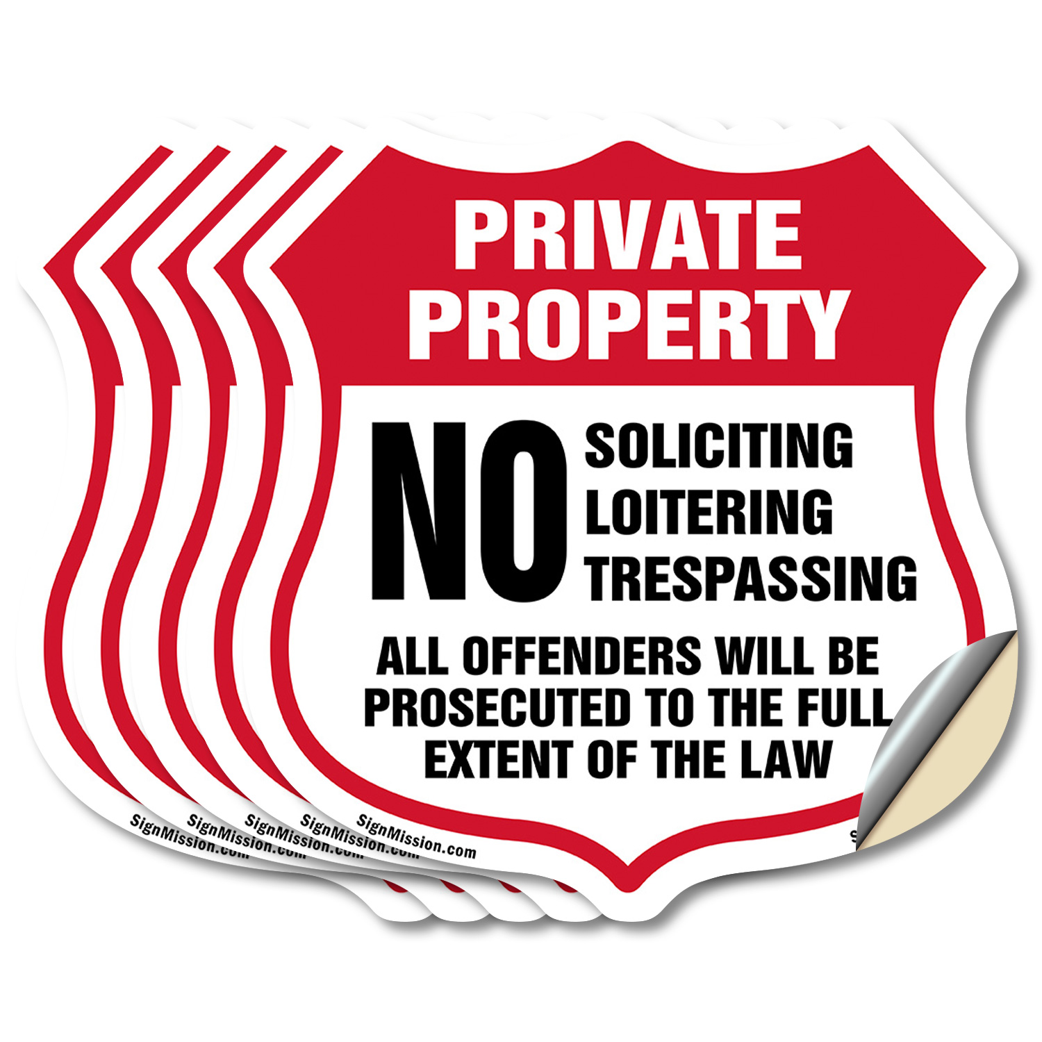 Private Property Shield Sign No Soliciting Loitering Trespas Shield Shaped Sign - Picture 20 of 37
