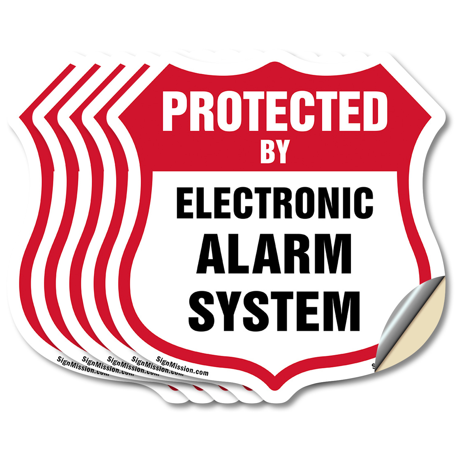 Security Alarm Shield Sign Protected By Electronic Alarm Sys Shield Shaped Sign - Picture 20 of 41