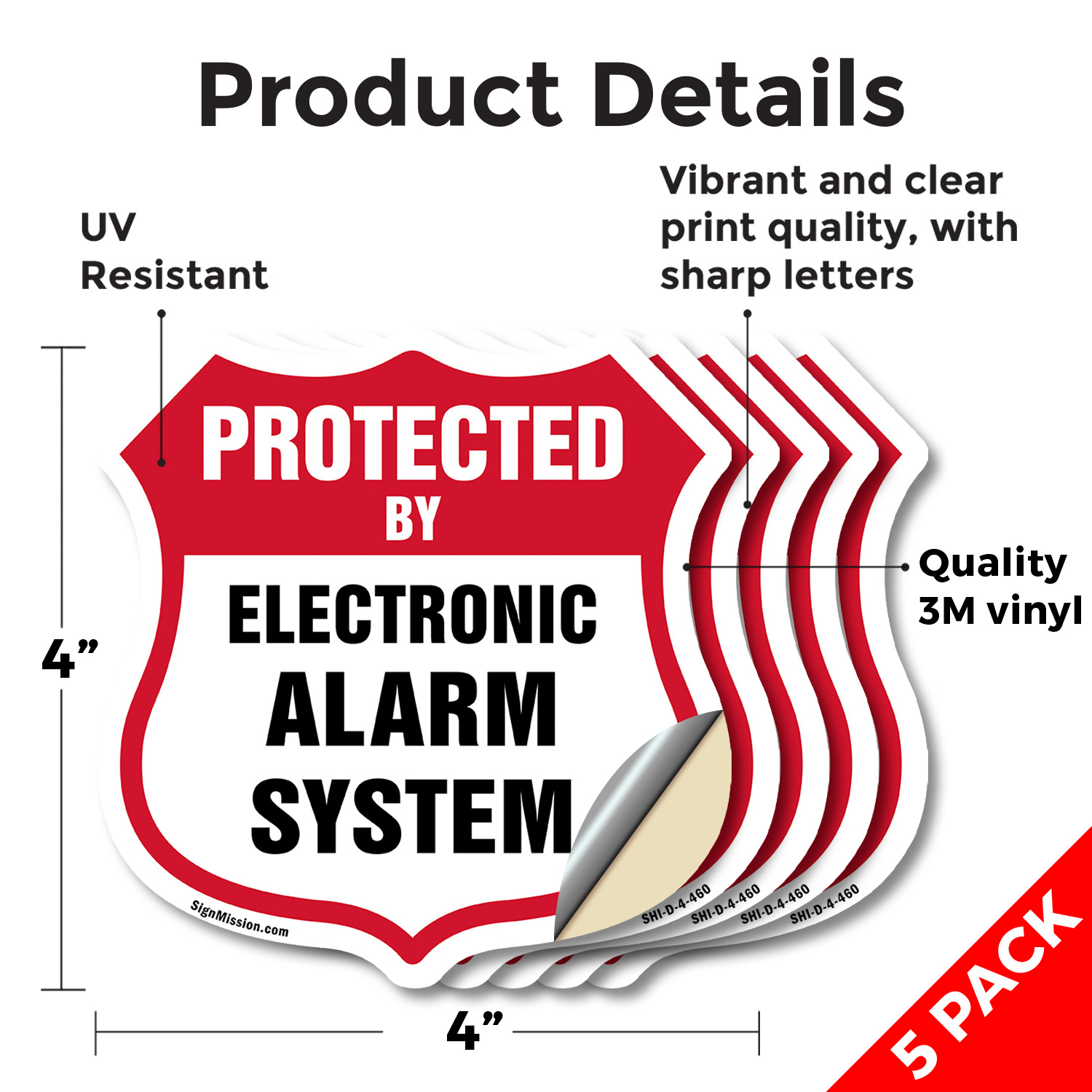 Security Alarm Shield Sign Protected By Electronic Alarm Sys Shield Shaped Sign - Picture 21 of 41