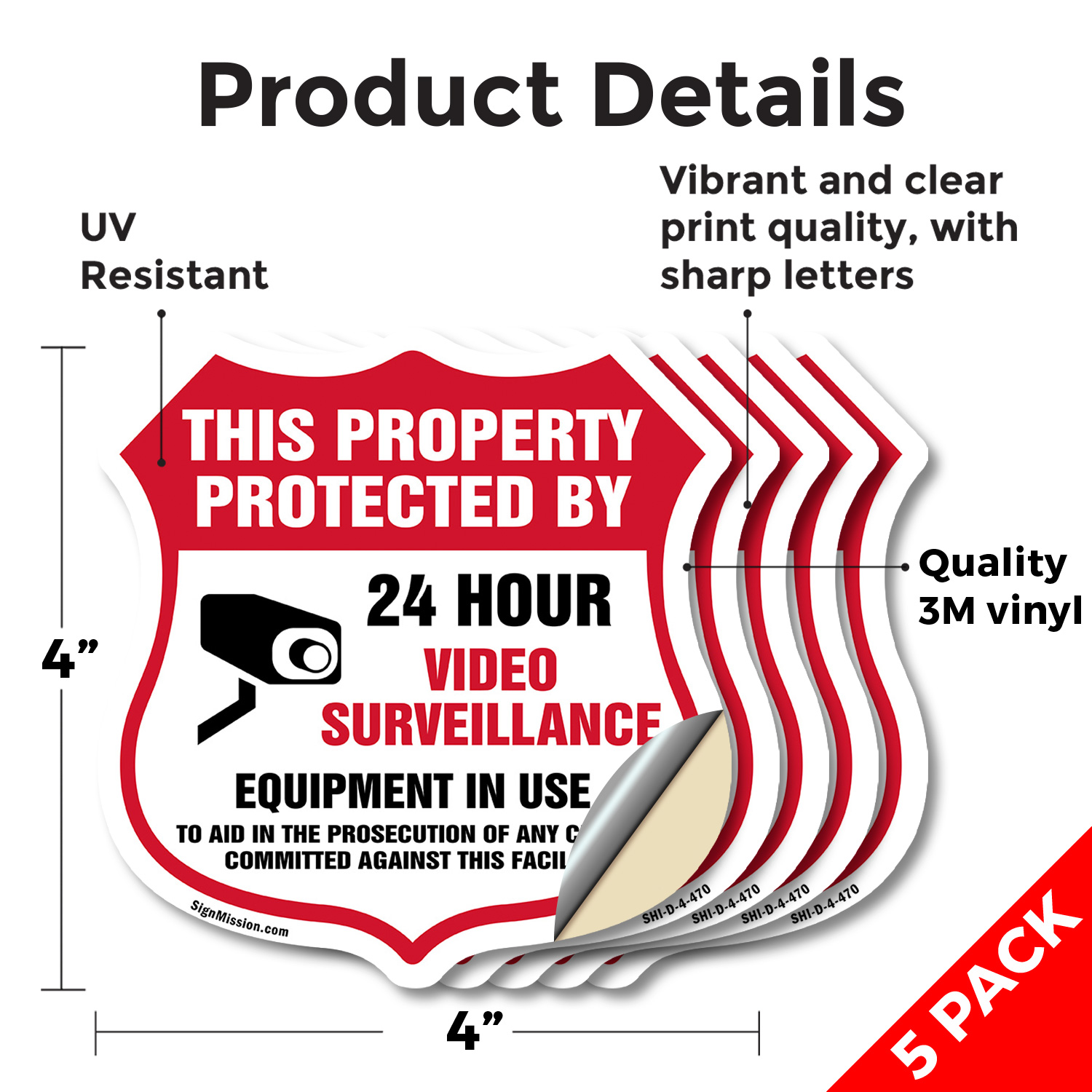 Video Surveillance Shield Sign This Property Protected By 24 Shield Shaped Sign - Picture 21 of 41