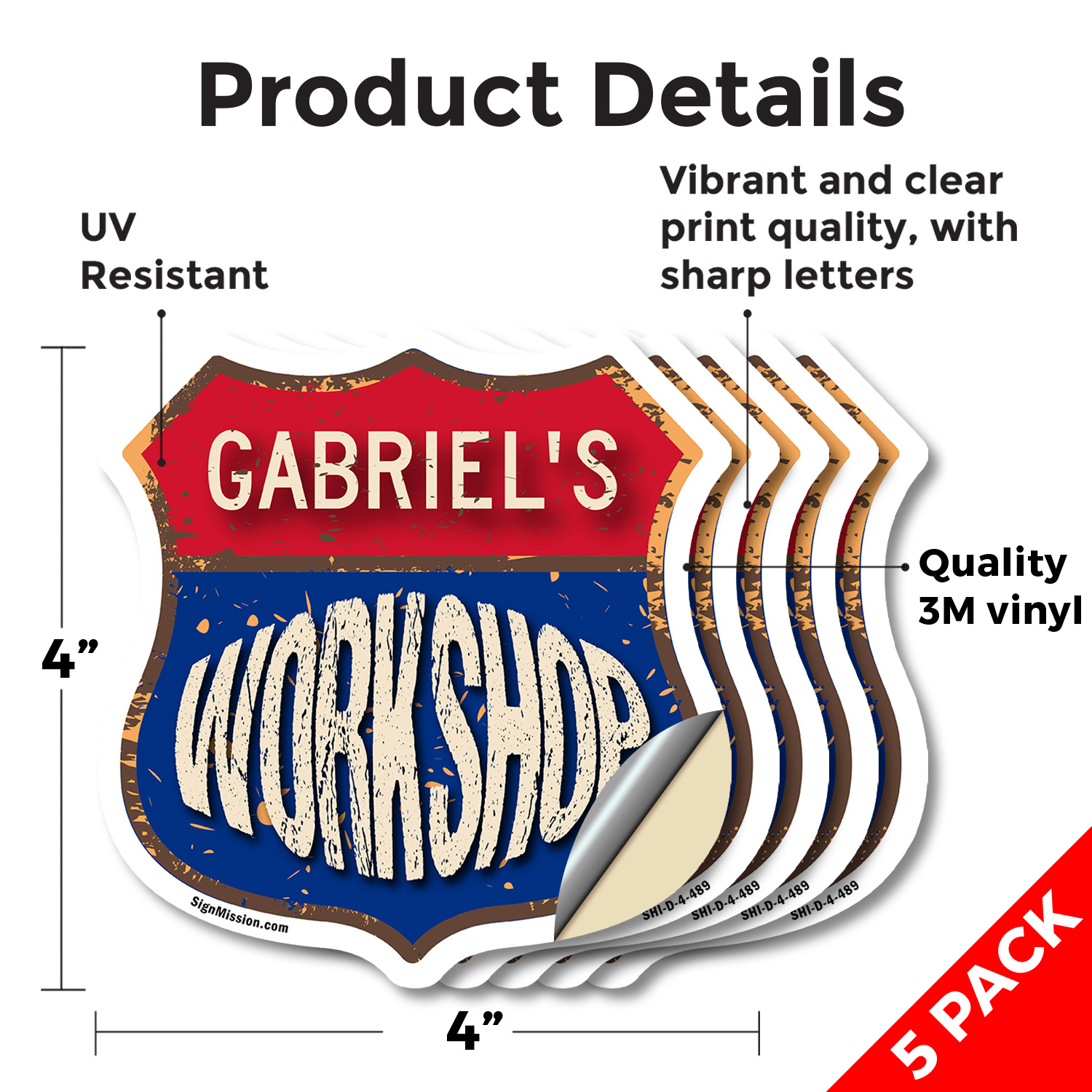 Gabriel's Workshop Shield Shaped Sign Weather Resistant Crafted in the USA - Picture 21 of 41