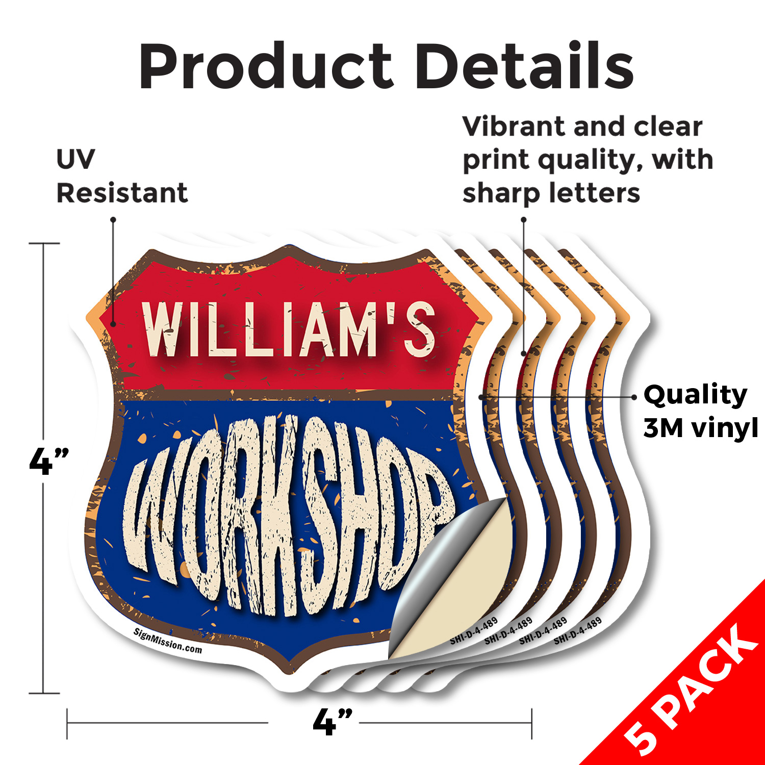 William's Workshop Shield Shaped Sign Weather Resistant Crafted in the USA - Picture 21 of 41