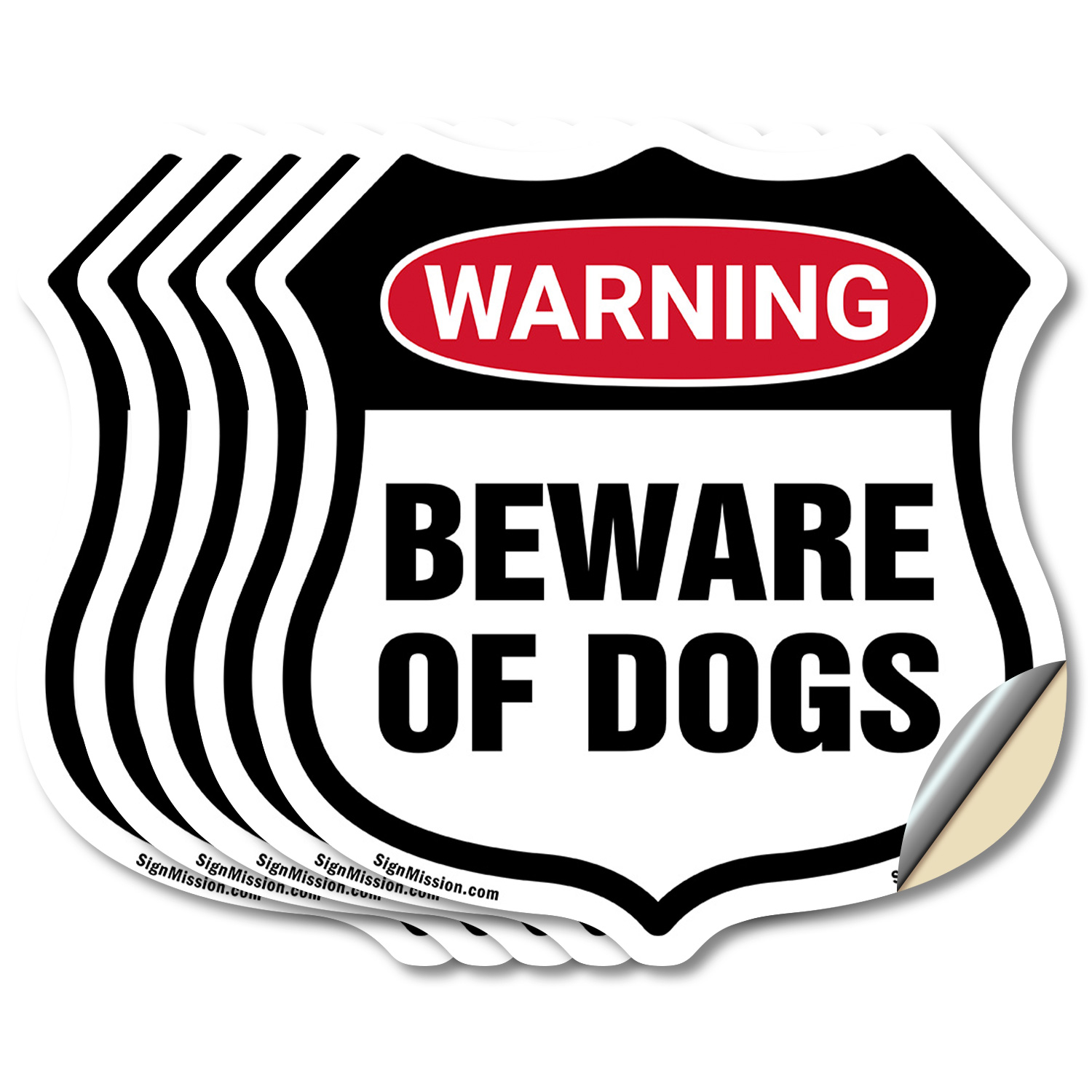 Dog Warning Shield Sign Beware Of Dogs Shield Shaped Sign Weather Resistant - Picture 26 of 37