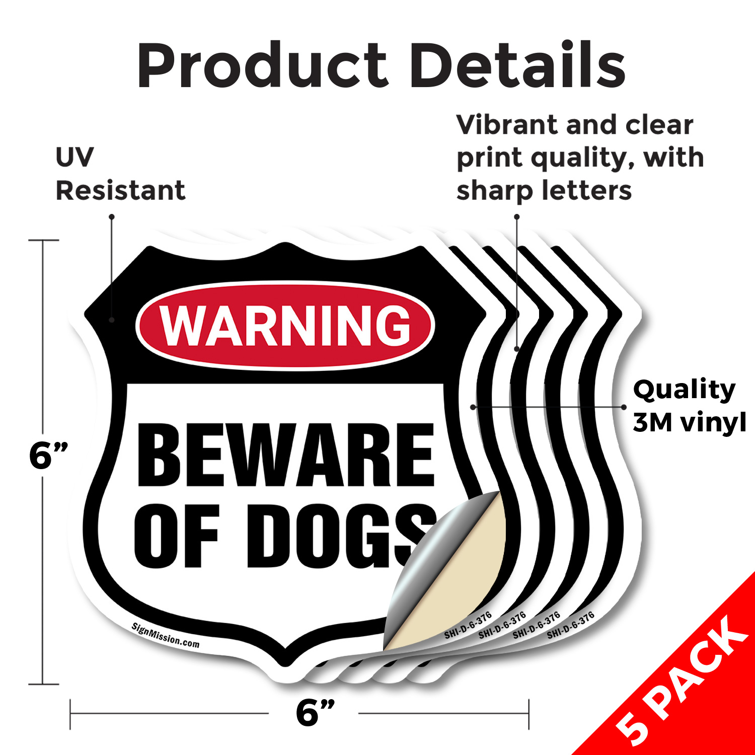 Dog Warning Shield Sign Beware Of Dogs Shield Shaped Sign Weather Resistant - Picture 27 of 37