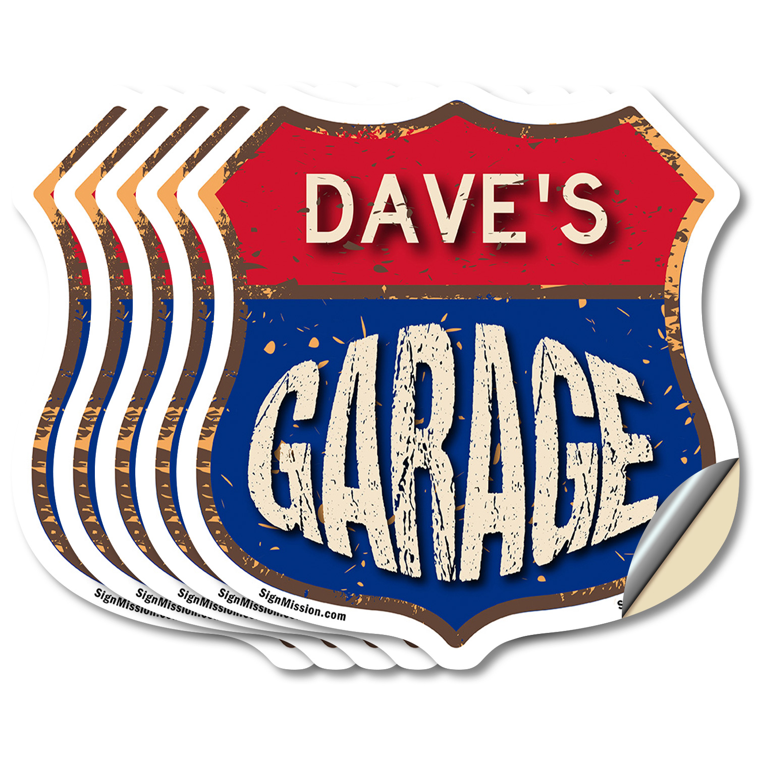 Dave's Garage Shield Shaped Sign Weather Resistant Crafted in the USA - Picture 26 of 41