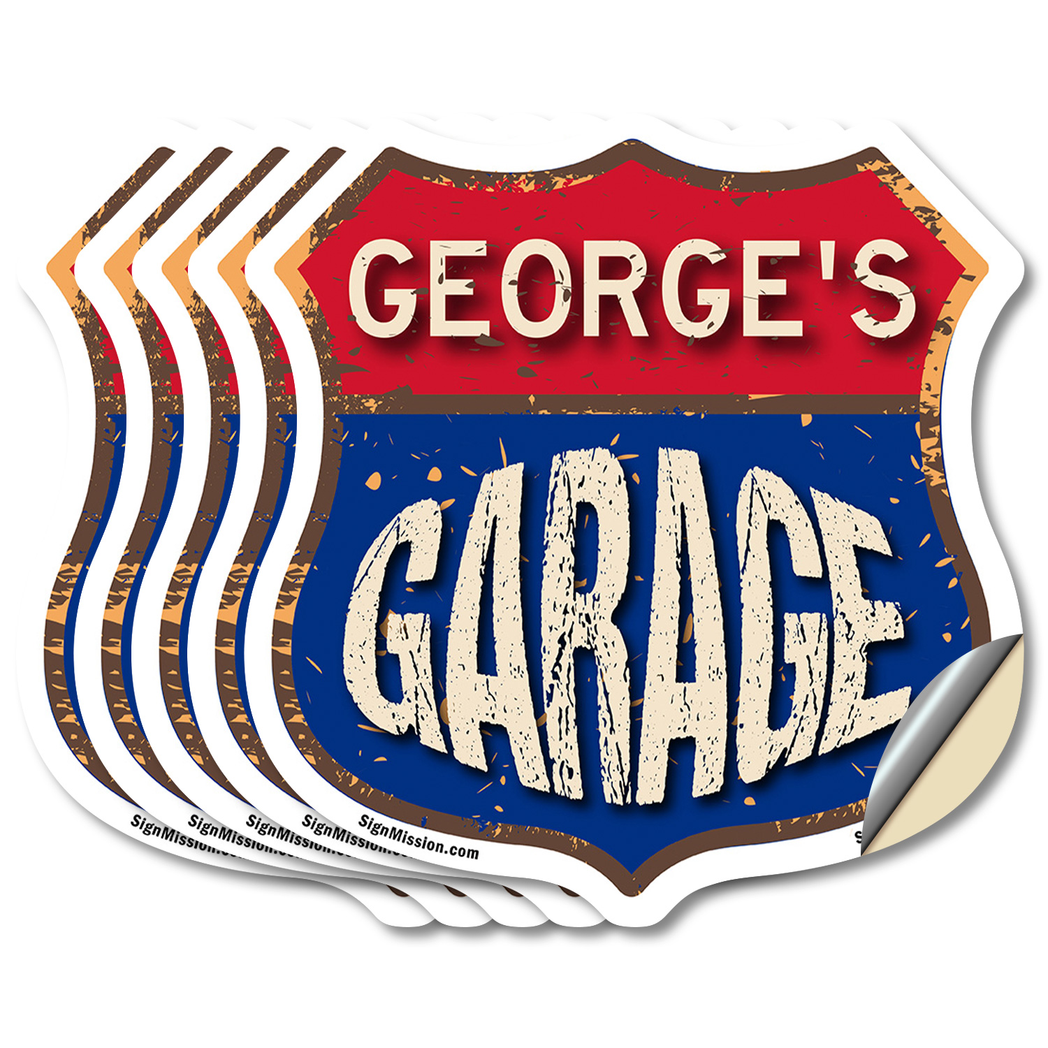 George's Garage Shield Shaped Sign Weather Resistant Crafted in the USA - Picture 38 of 61