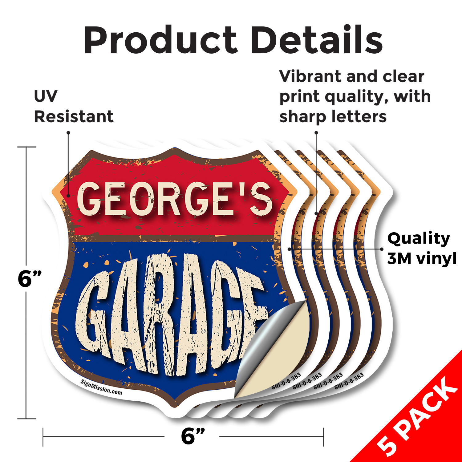 George's Garage Shield Shaped Sign Weather Resistant Crafted in the USA - Picture 39 of 61
