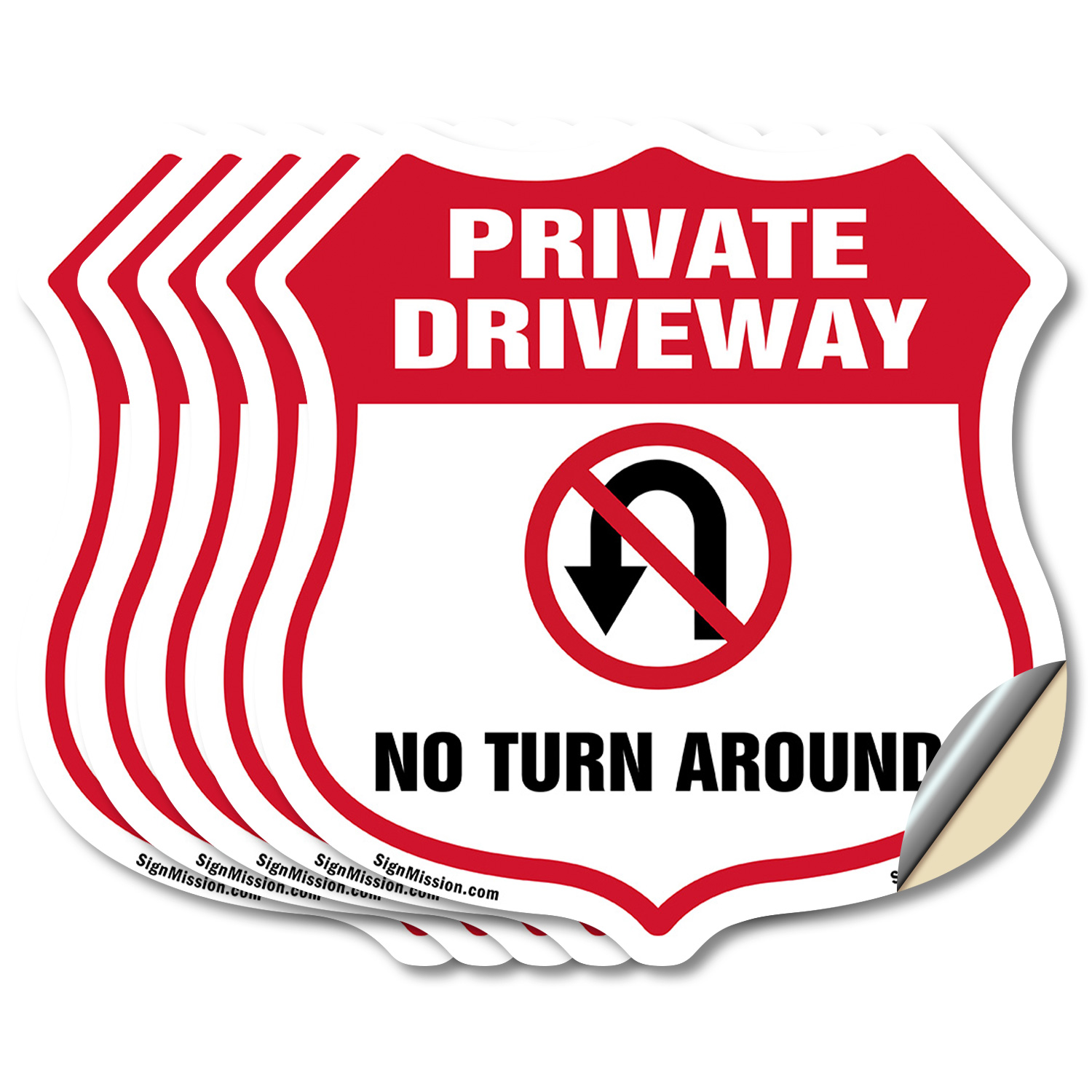 Private Driveway Shield Sign No Turn Around Shield Shaped Sign Weather Resistant - Picture 26 of 41