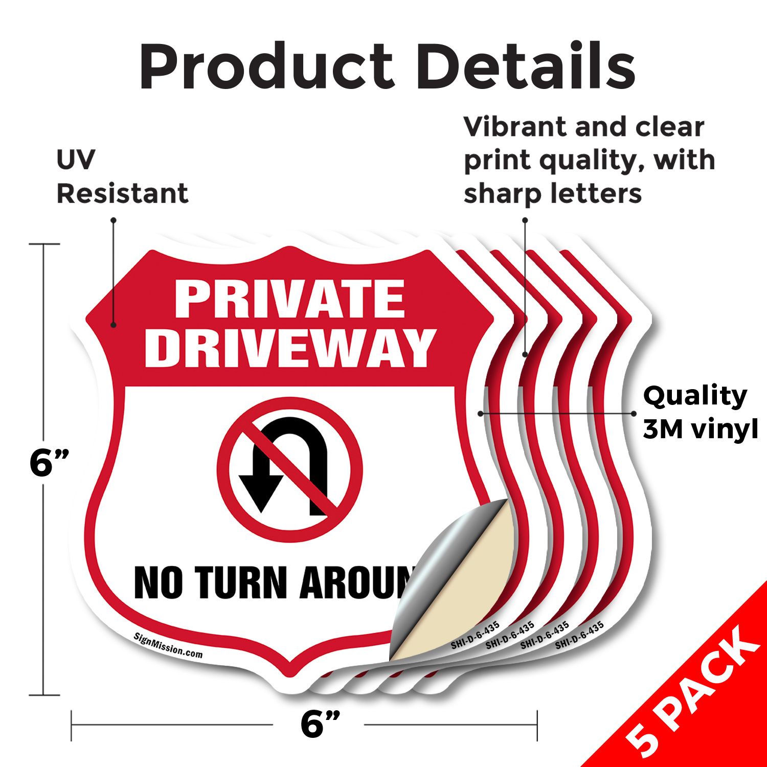 Private Driveway Shield Sign No Turn Around Shield Shaped Sign Weather Resistant - Picture 27 of 41
