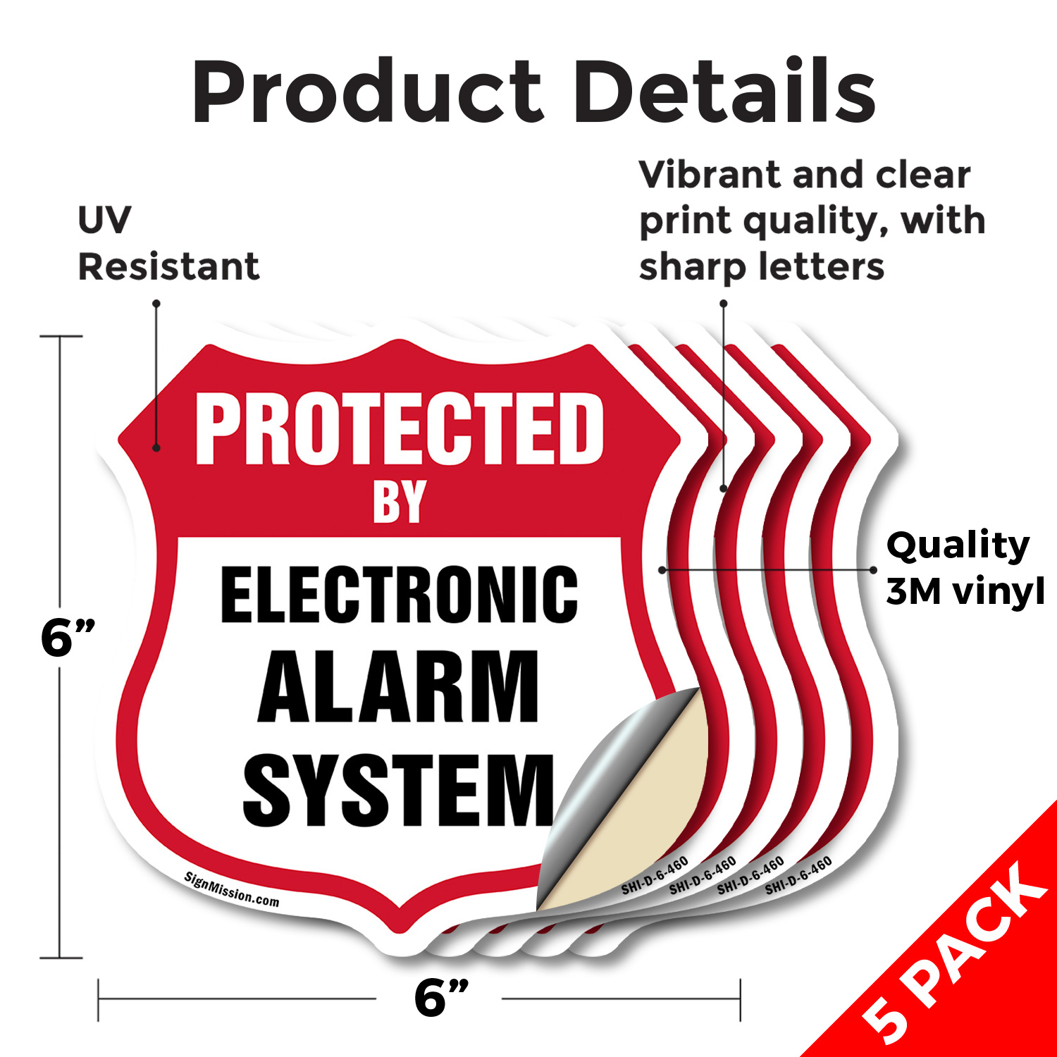 Security Alarm Shield Sign Protected By Electronic Alarm Sys Shield Shaped Sign - Picture 27 of 41