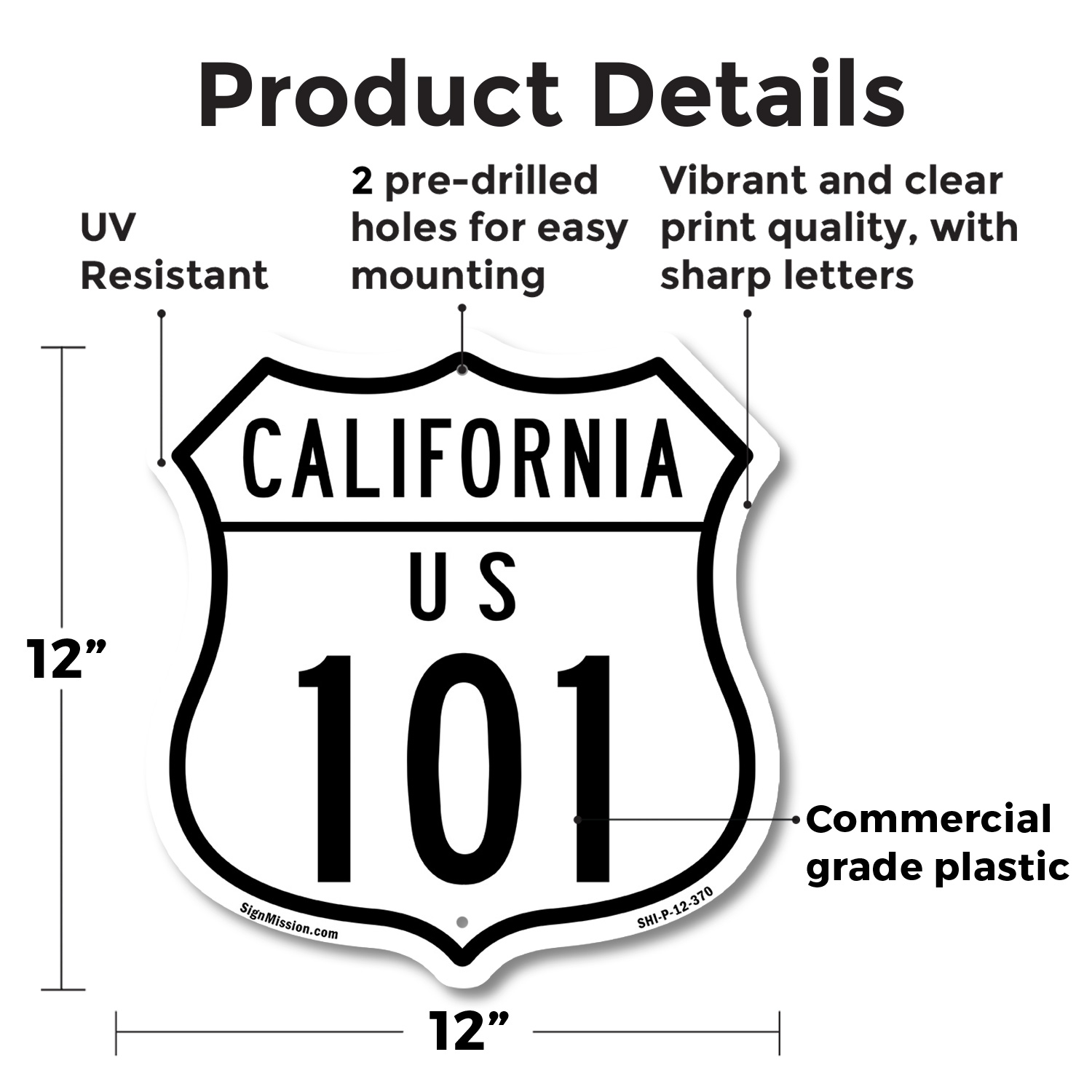 California Route Marker Shield Sign Us 101 Shield Shaped Sign Weather Resistant - Picture 33 of 41