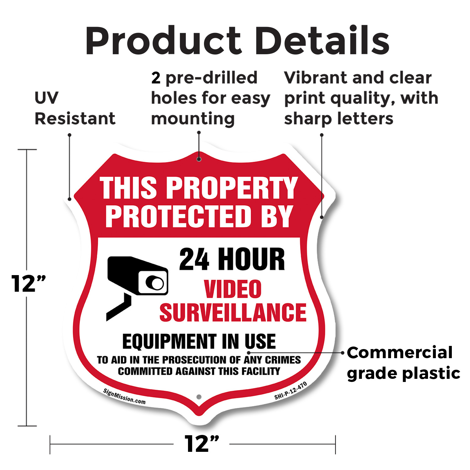 Video Surveillance Shield Sign This Property Protected By 24 Shield Shaped Sign - Picture 33 of 41