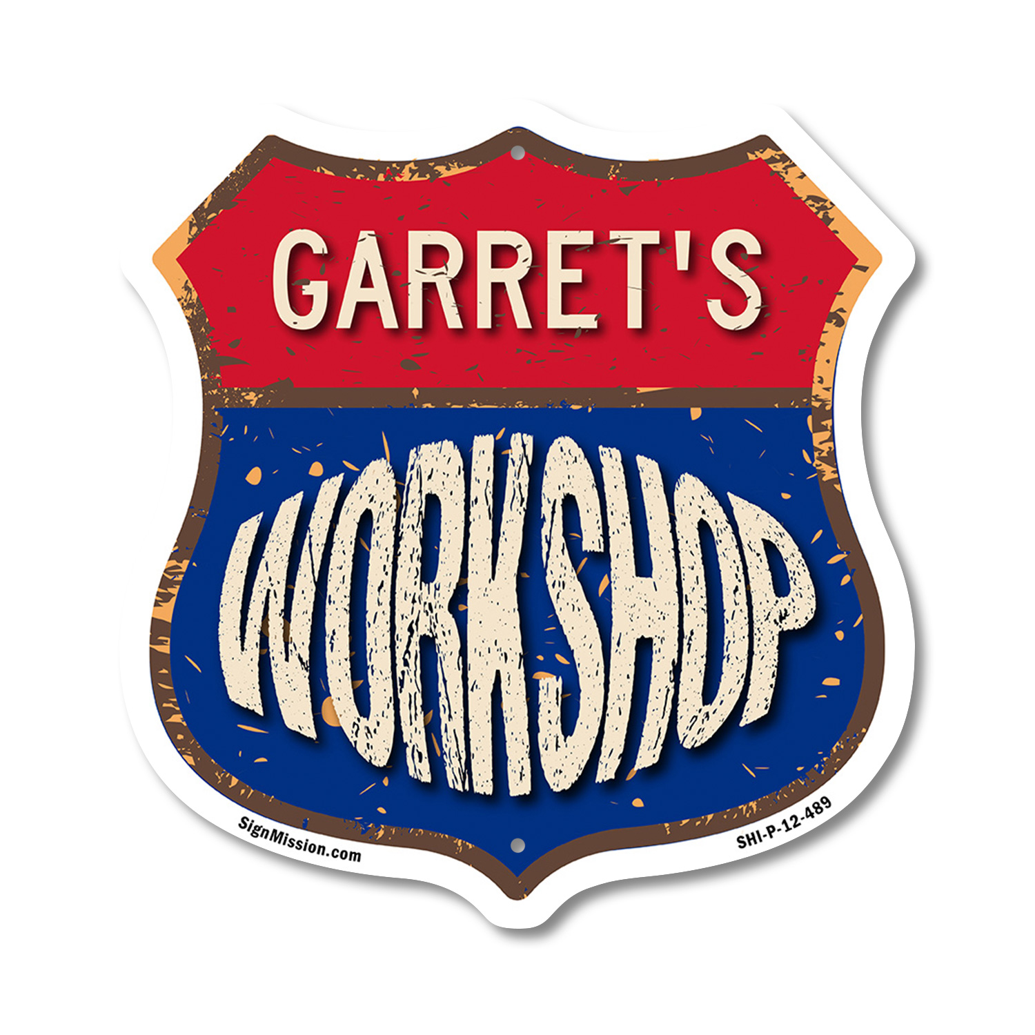 Garret's Workshop Shield Shaped Sign Weather Resistant Crafted in the USA - Picture 32 of 41