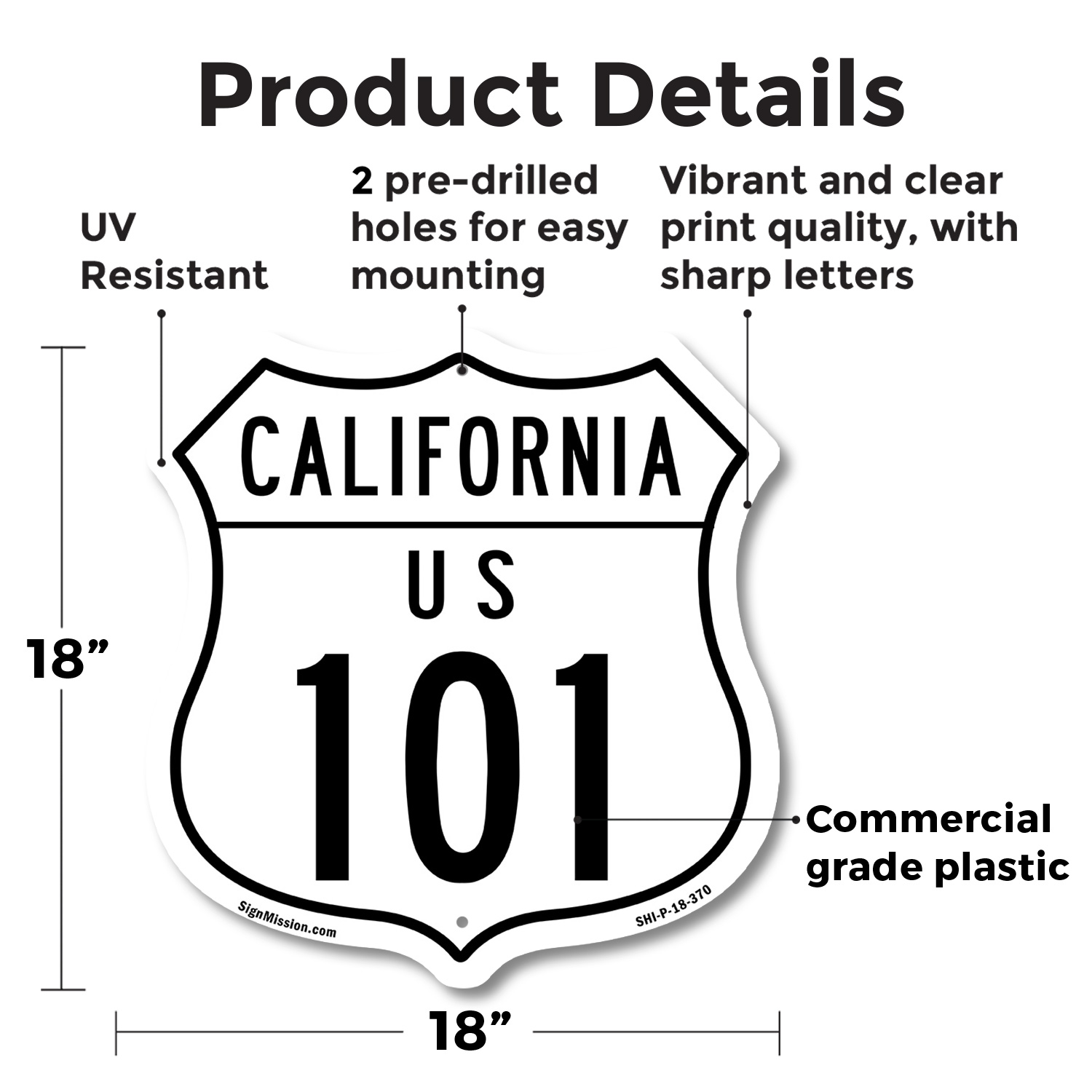 California Route Marker Shield Sign Us 101 Shield Shaped Sign Weather Resistant - Picture 35 of 41