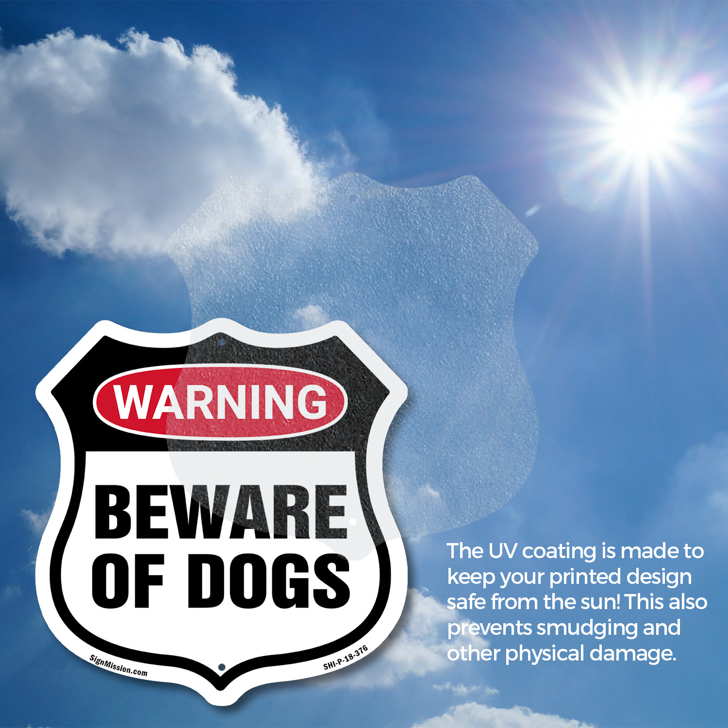 Dog Warning Shield Sign Beware Of Dogs Shield Shaped Sign Weather Resistant - Picture 14 of 37