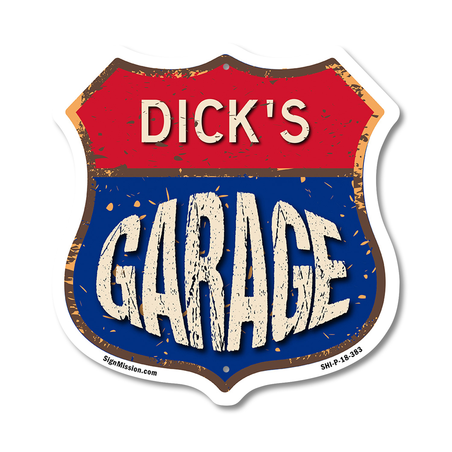 Dick's Garage Shield Shaped Sign Weather Resistant Crafted in the USA - Picture 34 of 41