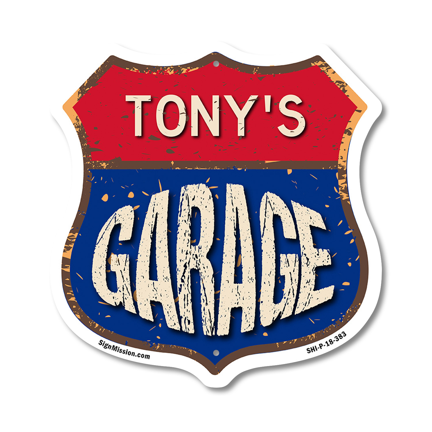 Tony's Garage Shield Shaped Sign Weather Resistant Crafted in the USA - Picture 36 of 41