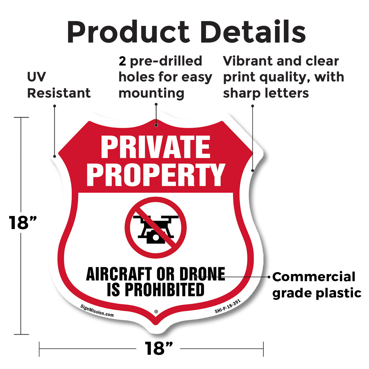 No Drone Shield Sign Aircraft Or Drone Is Prohibited Shield Shaped Sign - Picture 43 of 49