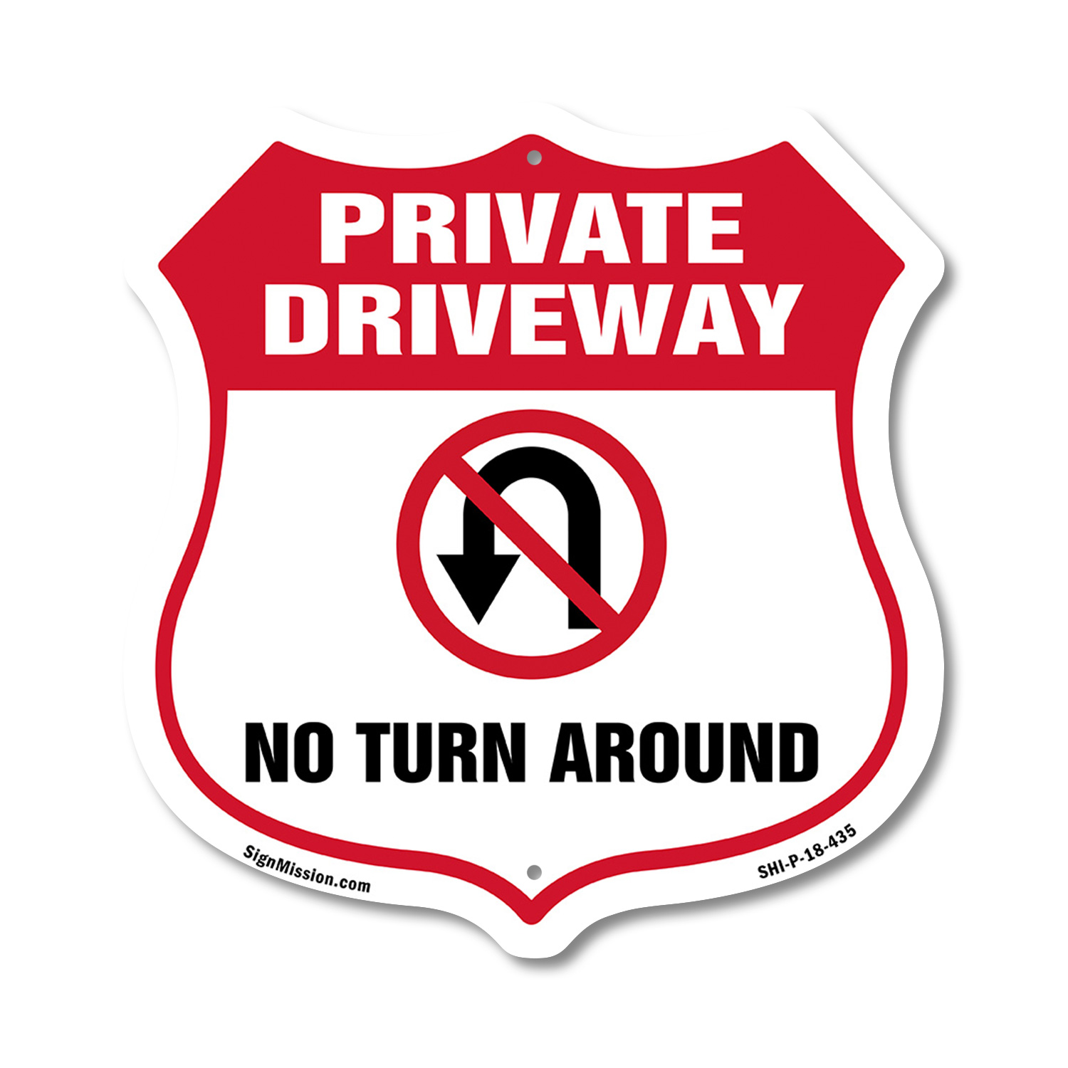 Private Driveway Shield Sign No Turn Around Shield Shaped Sign Weather Resistant - Picture 36 of 41