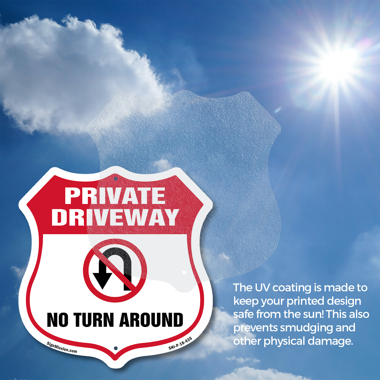 Private Driveway Shield Sign No Turn Around Shield Shaped Sign Weather Resistant - Picture 16 of 41