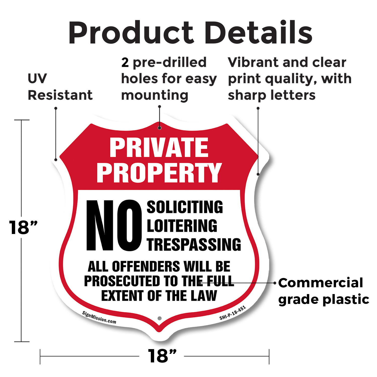 Private Property Shield Sign No Soliciting Loitering Trespas Shield Shaped Sign - Picture 35 of 37