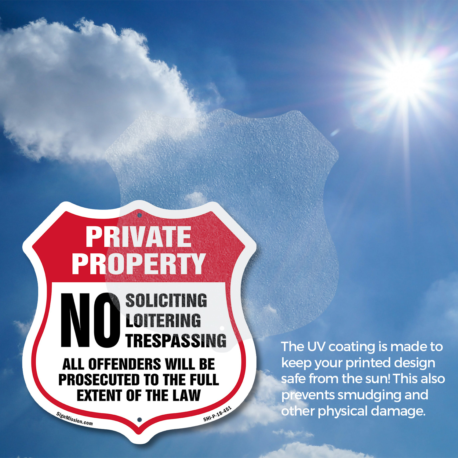 Private Property Shield Sign No Soliciting Loitering Trespas Shield Shaped Sign - Picture 14 of 37