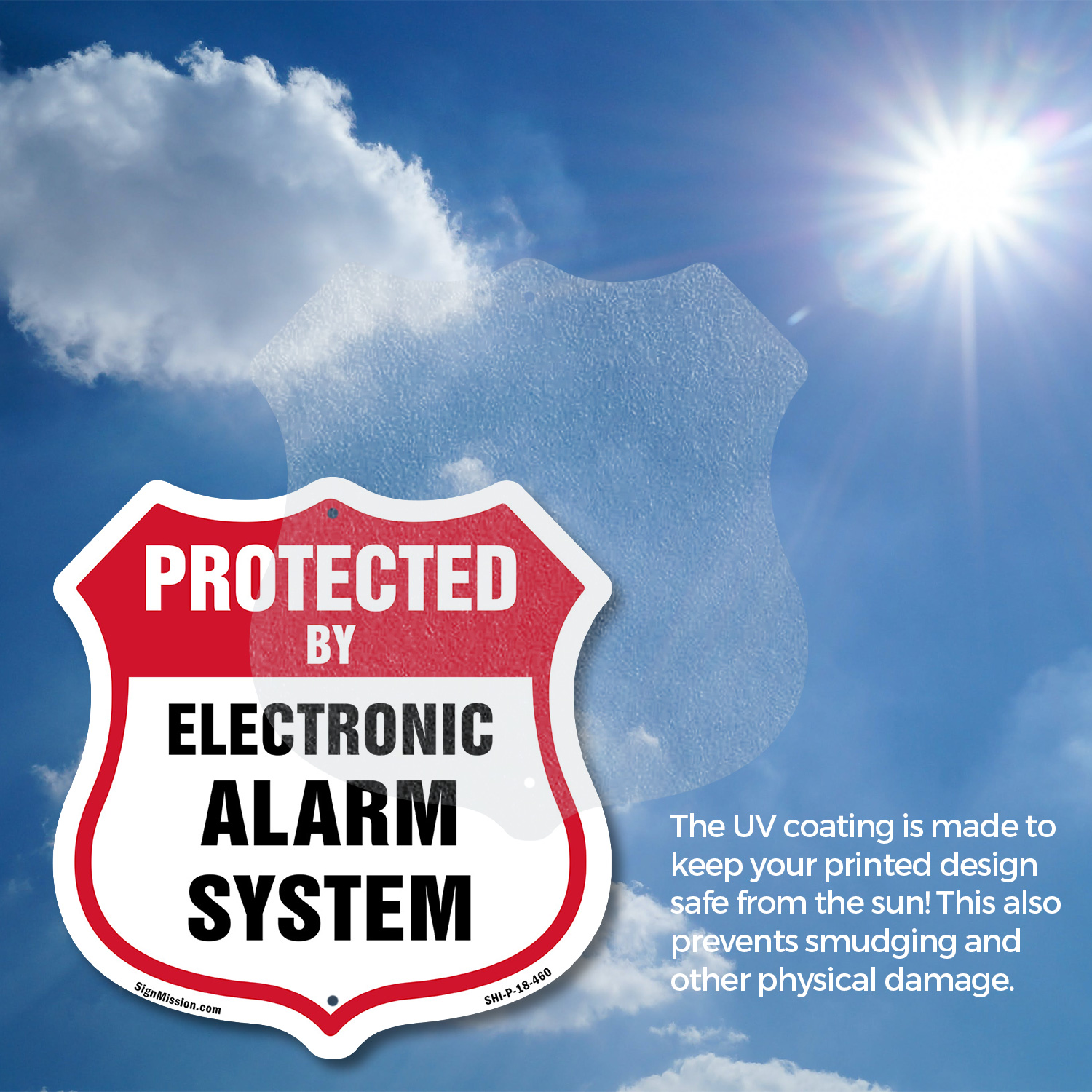 Security Alarm Shield Sign Protected By Electronic Alarm Sys Shield Shaped Sign - Picture 16 of 41