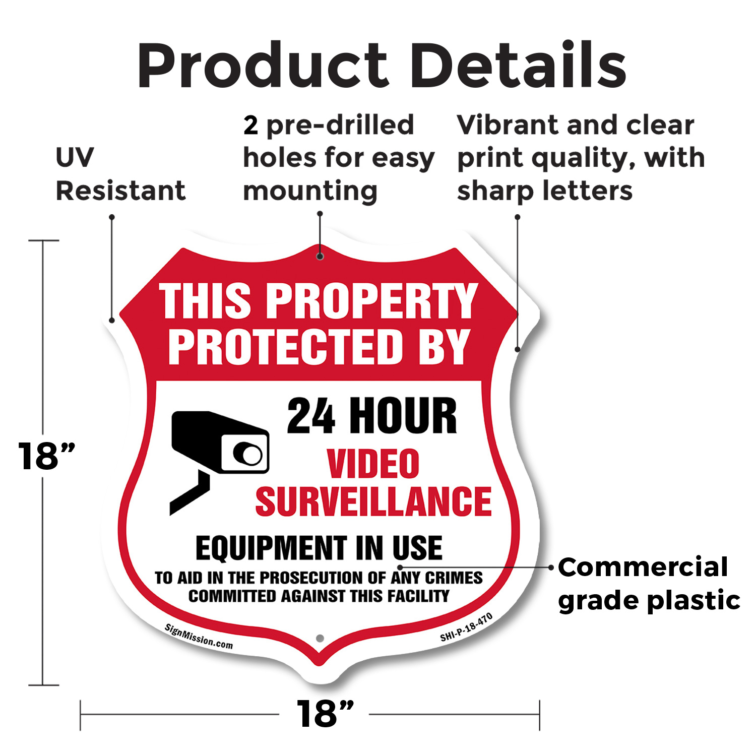 Video Surveillance Shield Sign This Property Protected By 24 Shield Shaped Sign - Picture 37 of 41