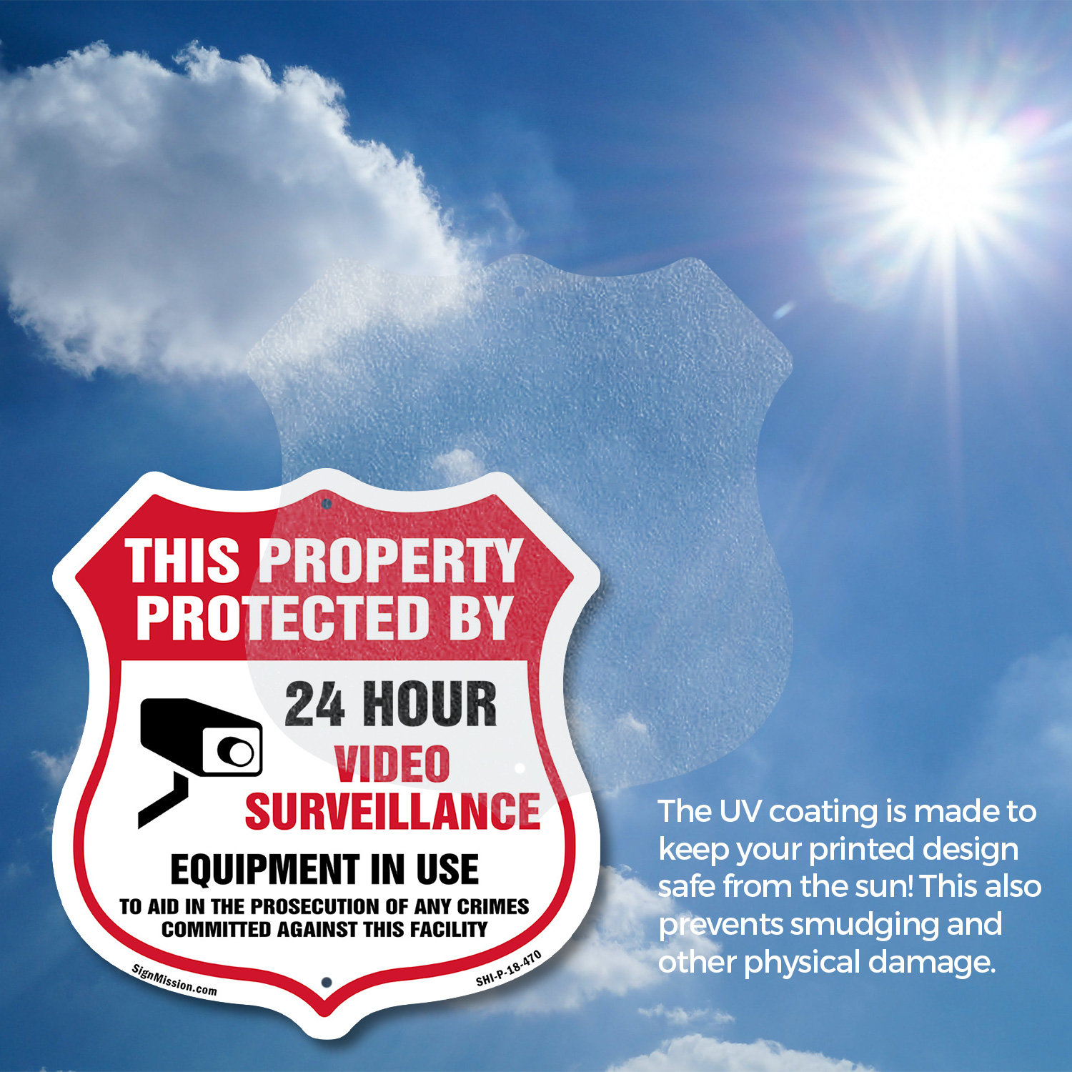Video Surveillance Shield Sign This Property Protected By 24 Shield Shaped Sign - Picture 16 of 41