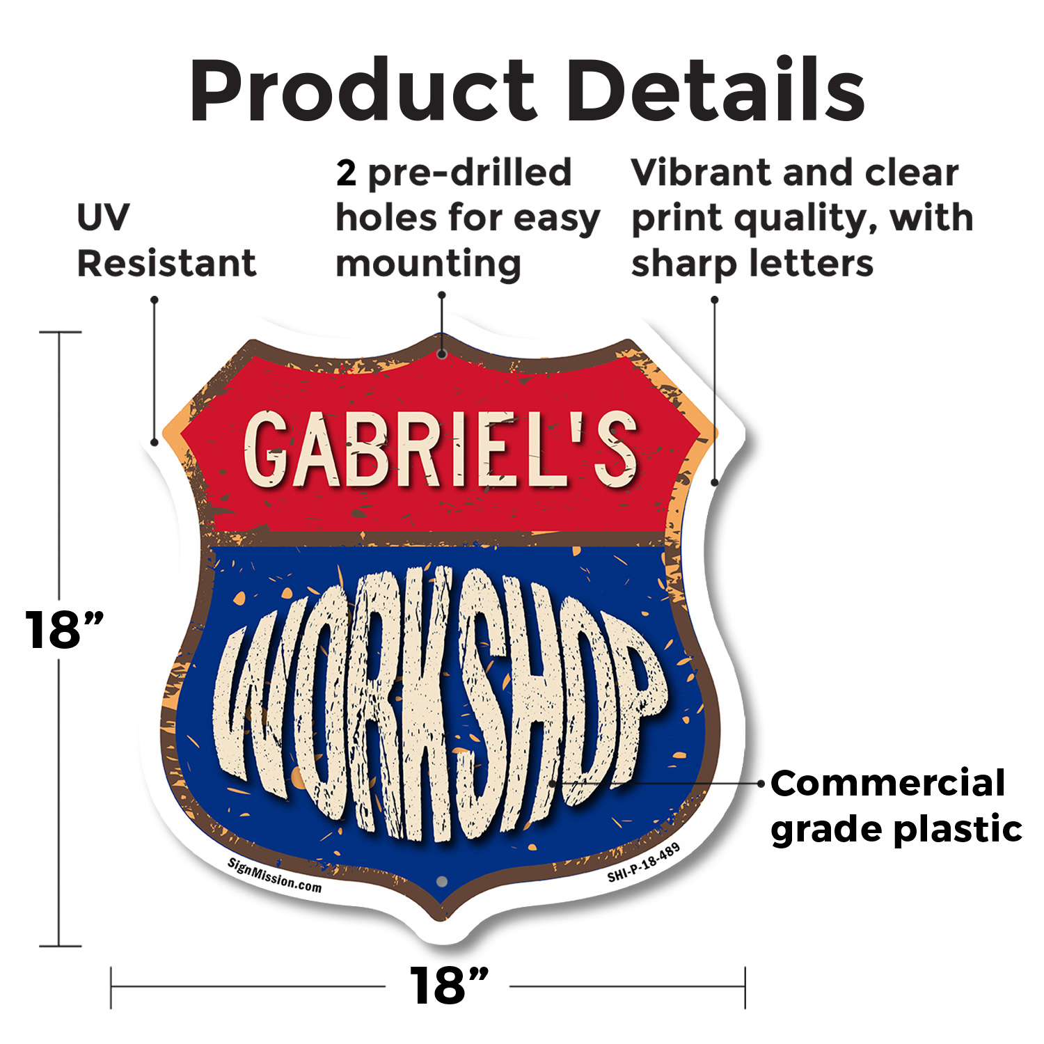 Gabriel's Workshop Shield Shaped Sign Weather Resistant Crafted in the USA - Picture 37 of 41
