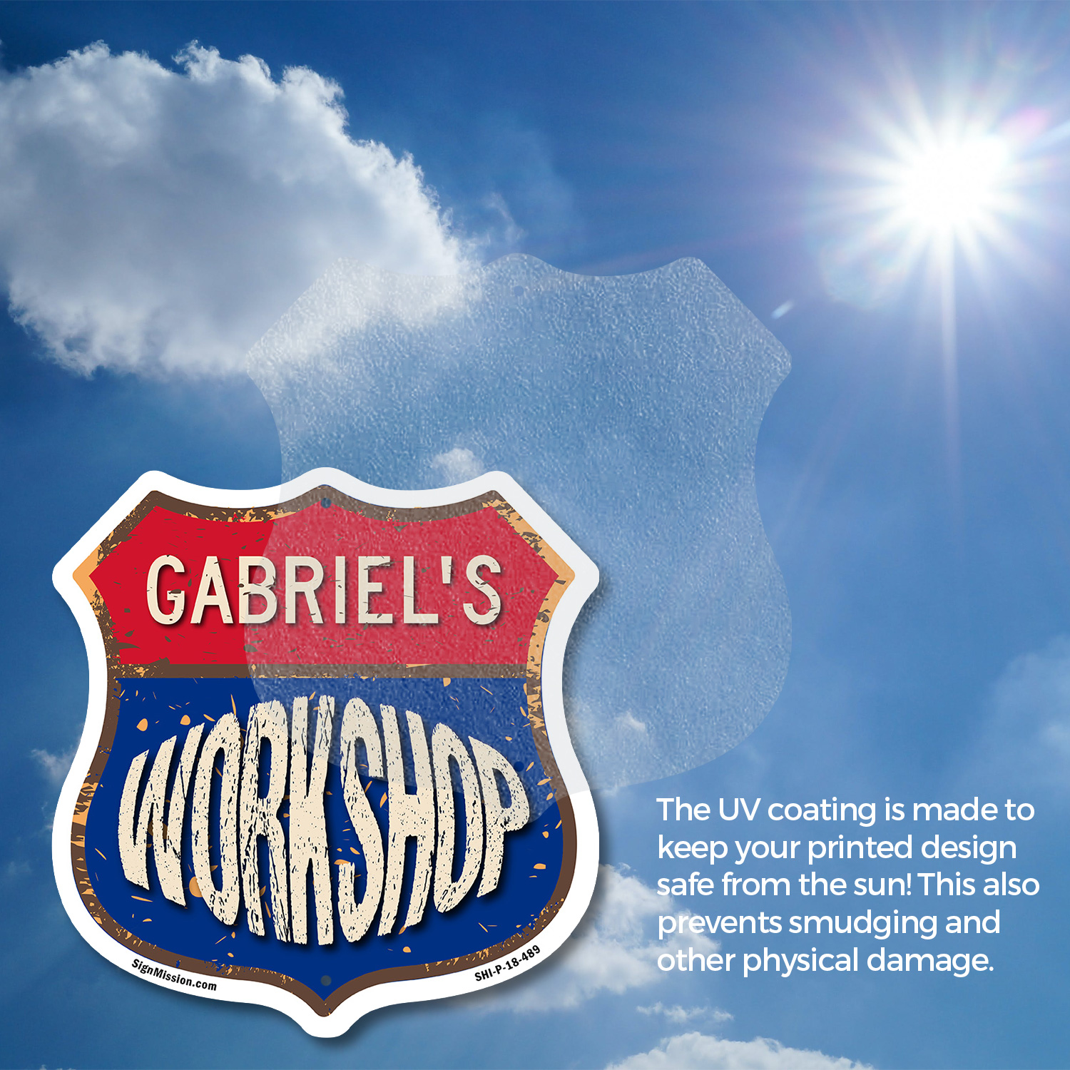 Gabriel's Workshop Shield Shaped Sign Weather Resistant Crafted in the USA - Picture 16 of 41