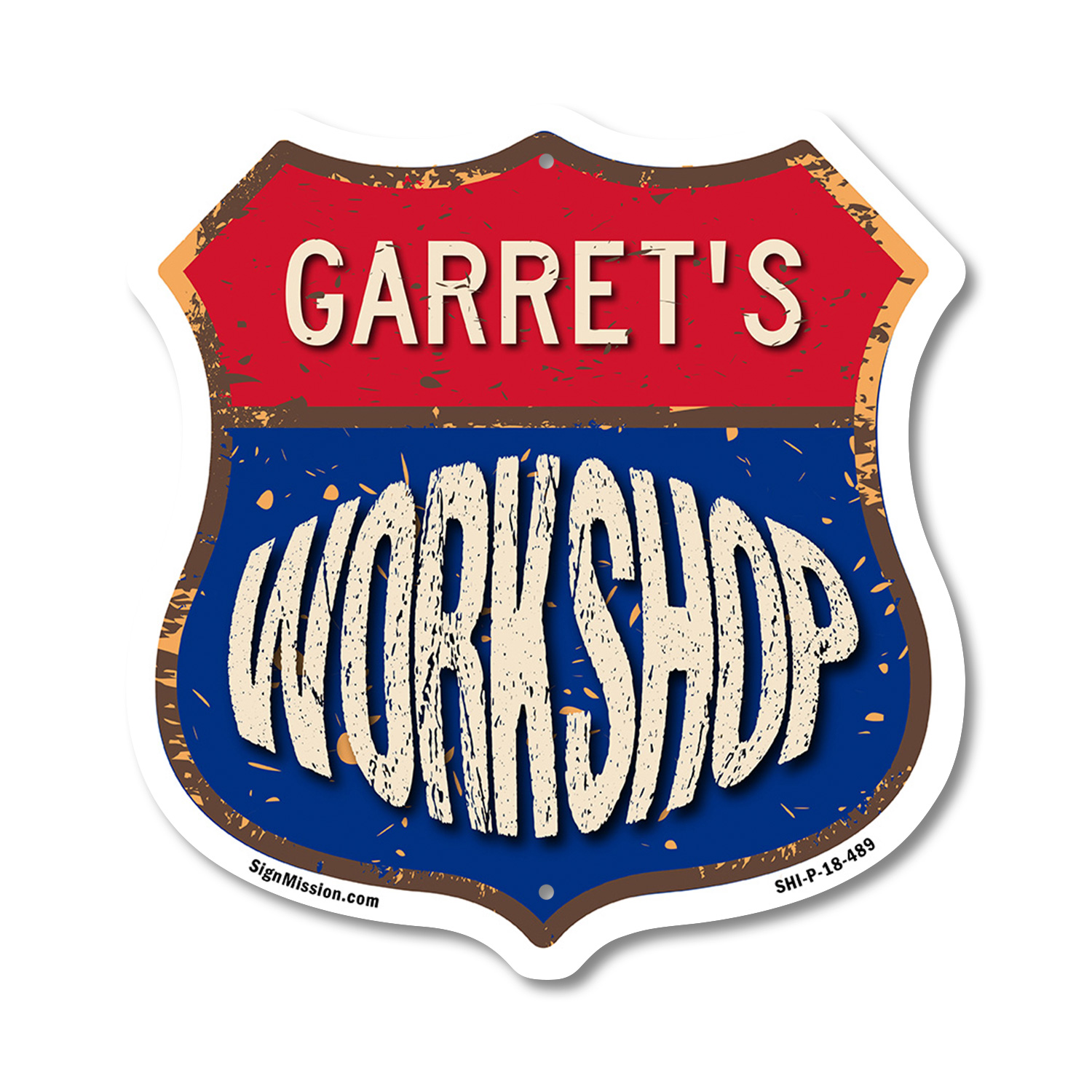 Garret's Workshop Shield Shaped Sign Weather Resistant Crafted in the USA - Picture 36 of 41