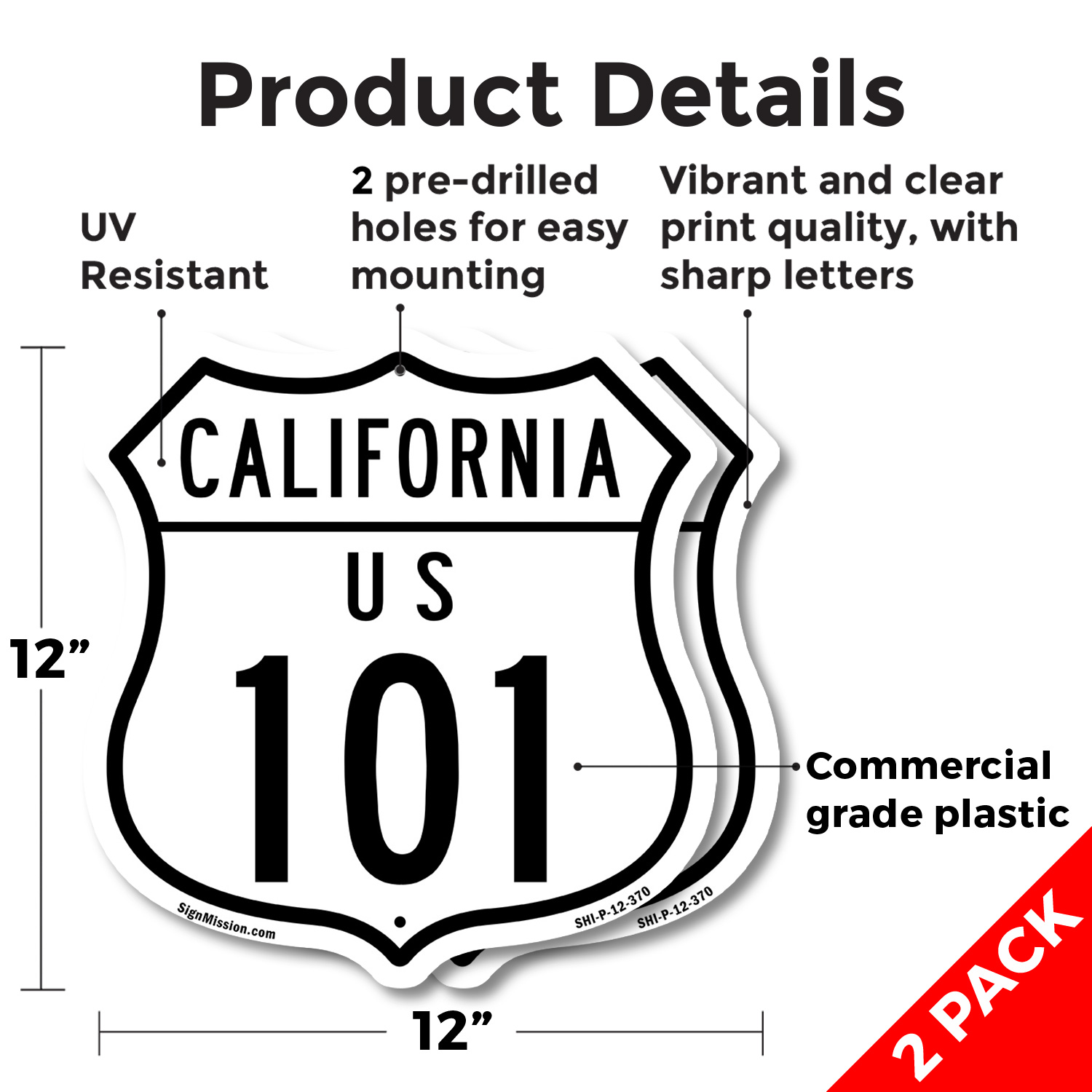 California Route Marker Shield Sign Us 101 Shield Shaped Sign Weather Resistant - Picture 9 of 41
