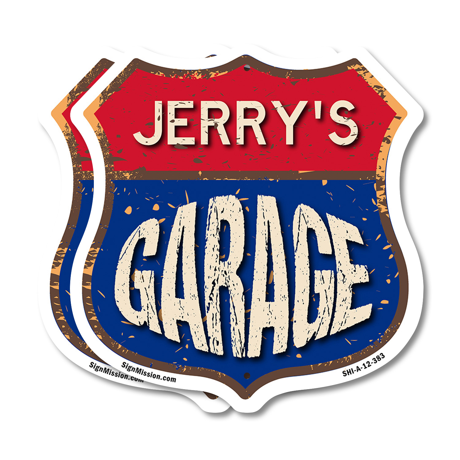 Jerry's Garage Shield Shaped Sign Weather Resistant Crafted in the USA - Picture 8 of 41
