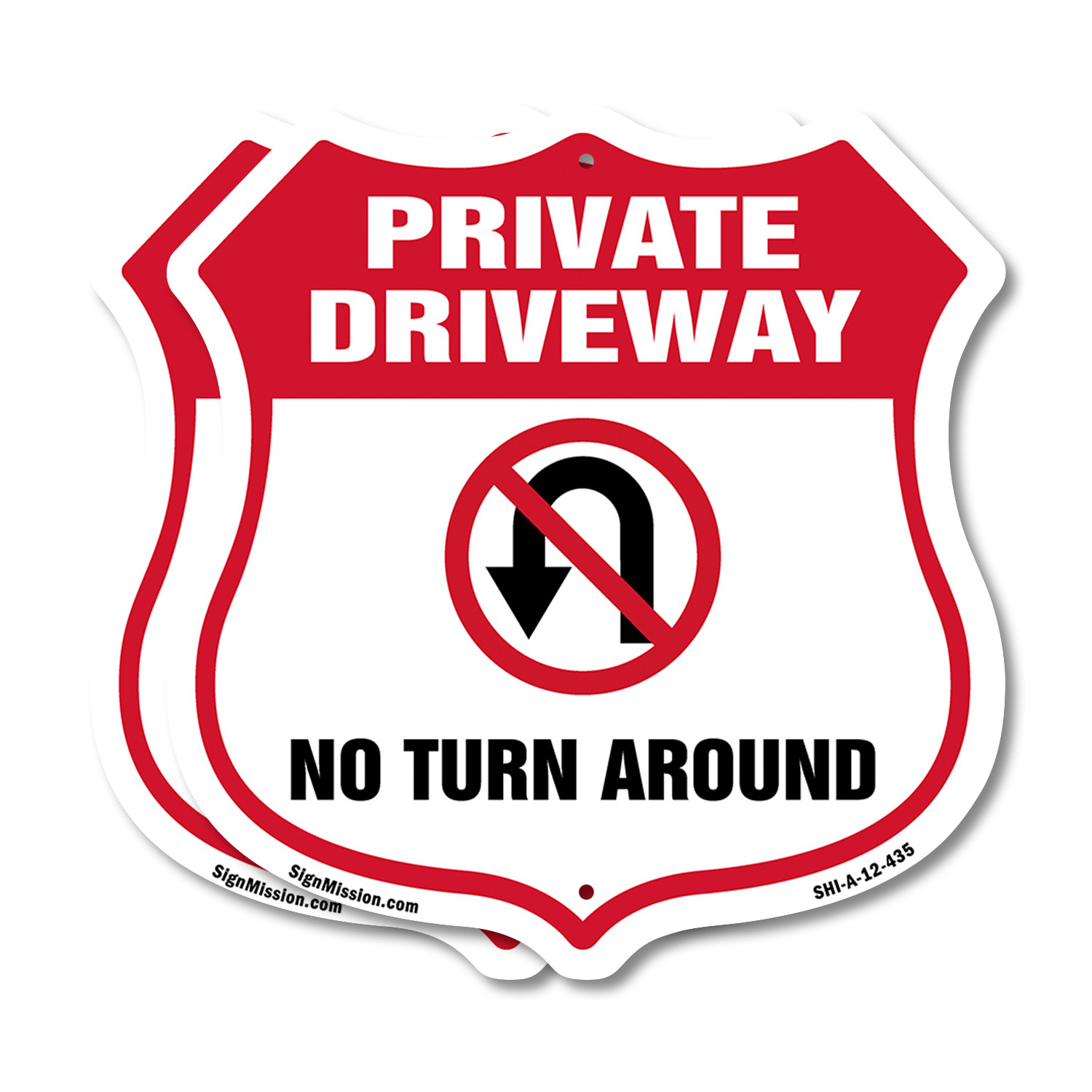 Private Driveway Shield Sign No Turn Around Shield Shaped Sign Weather Resistant - Picture 8 of 41