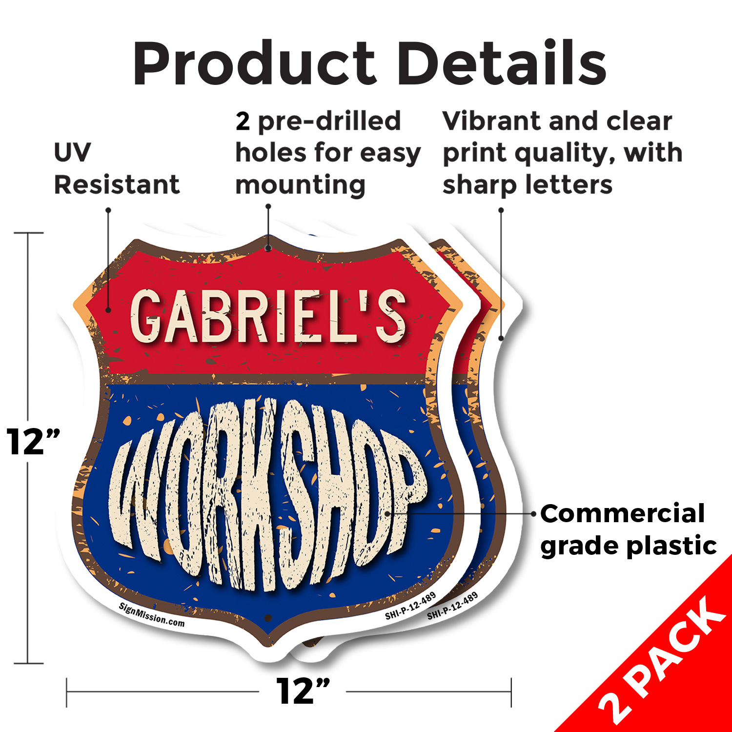 Gabriel's Workshop Shield Shaped Sign Weather Resistant Crafted in the USA - Picture 9 of 41