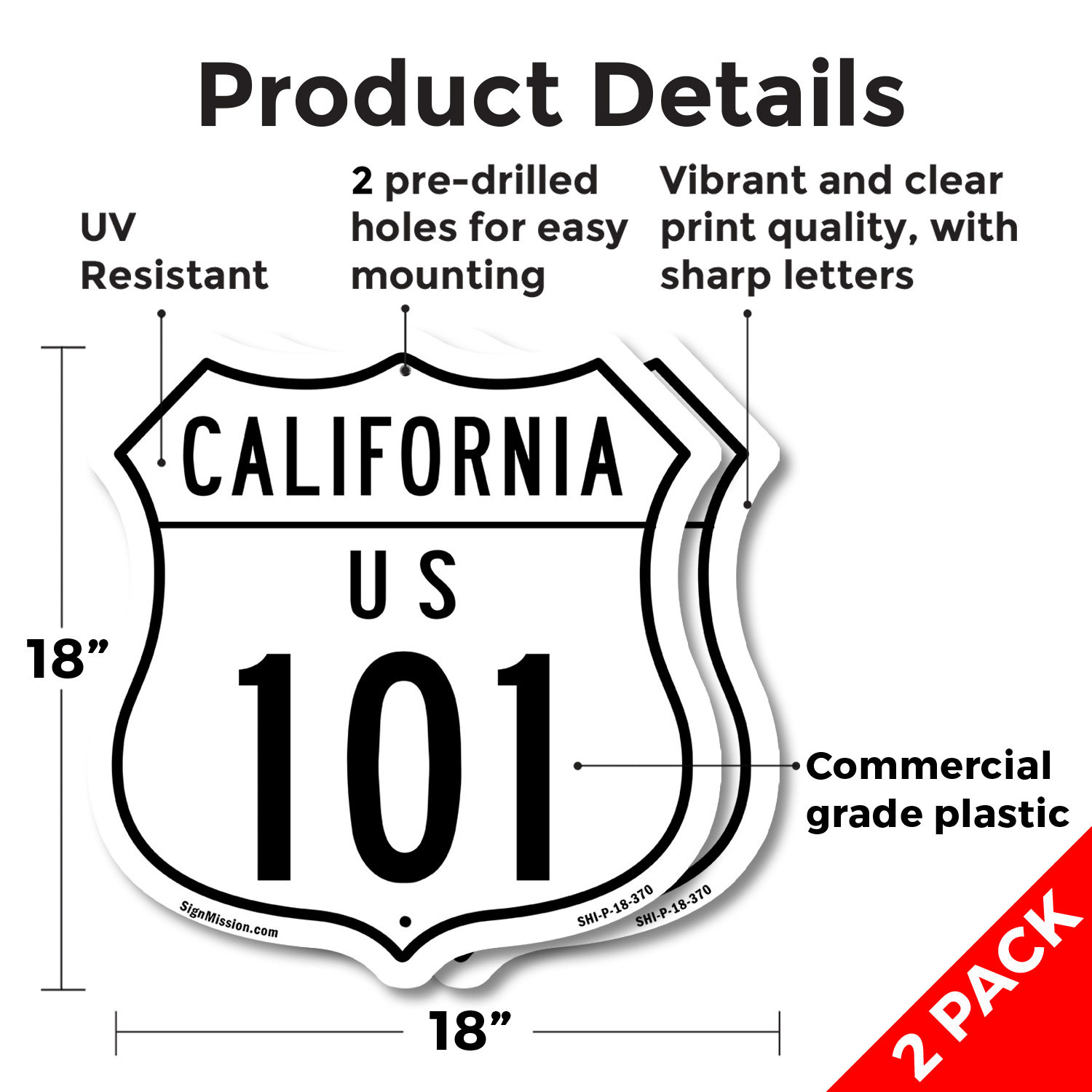 California Route Marker Shield Sign Us 101 Shield Shaped Sign Weather Resistant - Picture 11 of 41