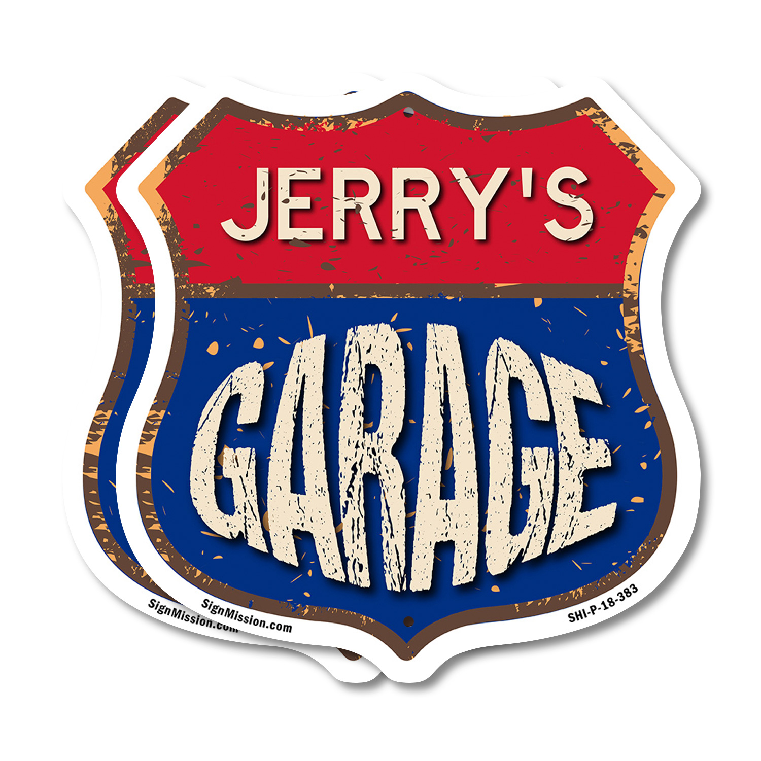Jerry's Garage Shield Shaped Sign Weather Resistant Crafted in the USA - Picture 10 of 41