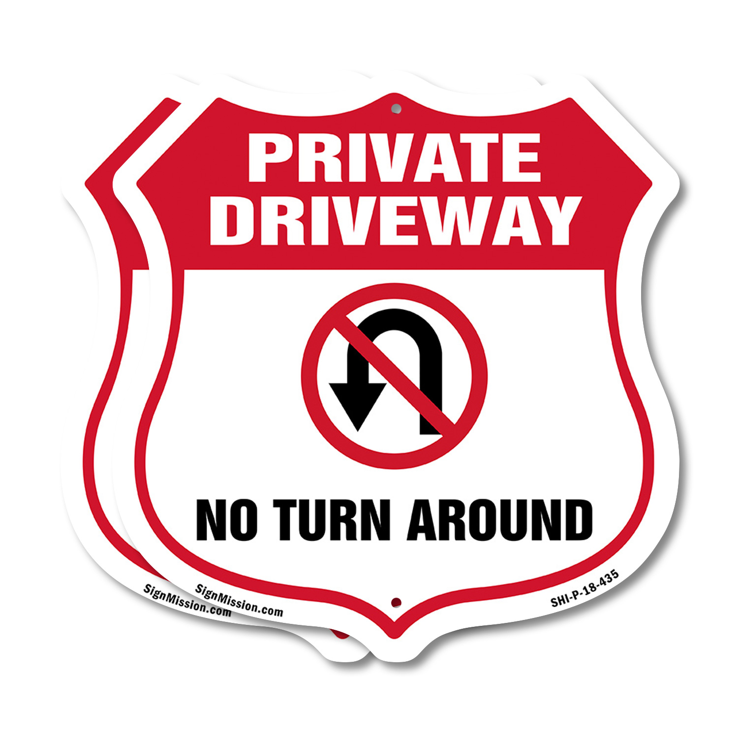 Private Driveway Shield Sign No Turn Around Shield Shaped Sign Weather Resistant - Picture 10 of 41