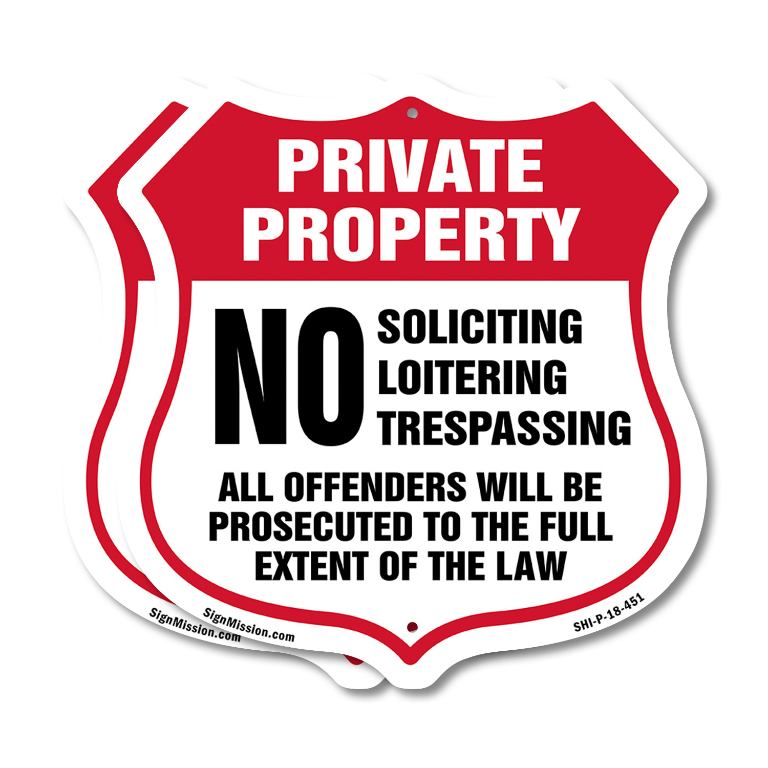 Private Property Shield Sign No Soliciting Loitering Trespas Shield Shaped Sign - Picture 8 of 37