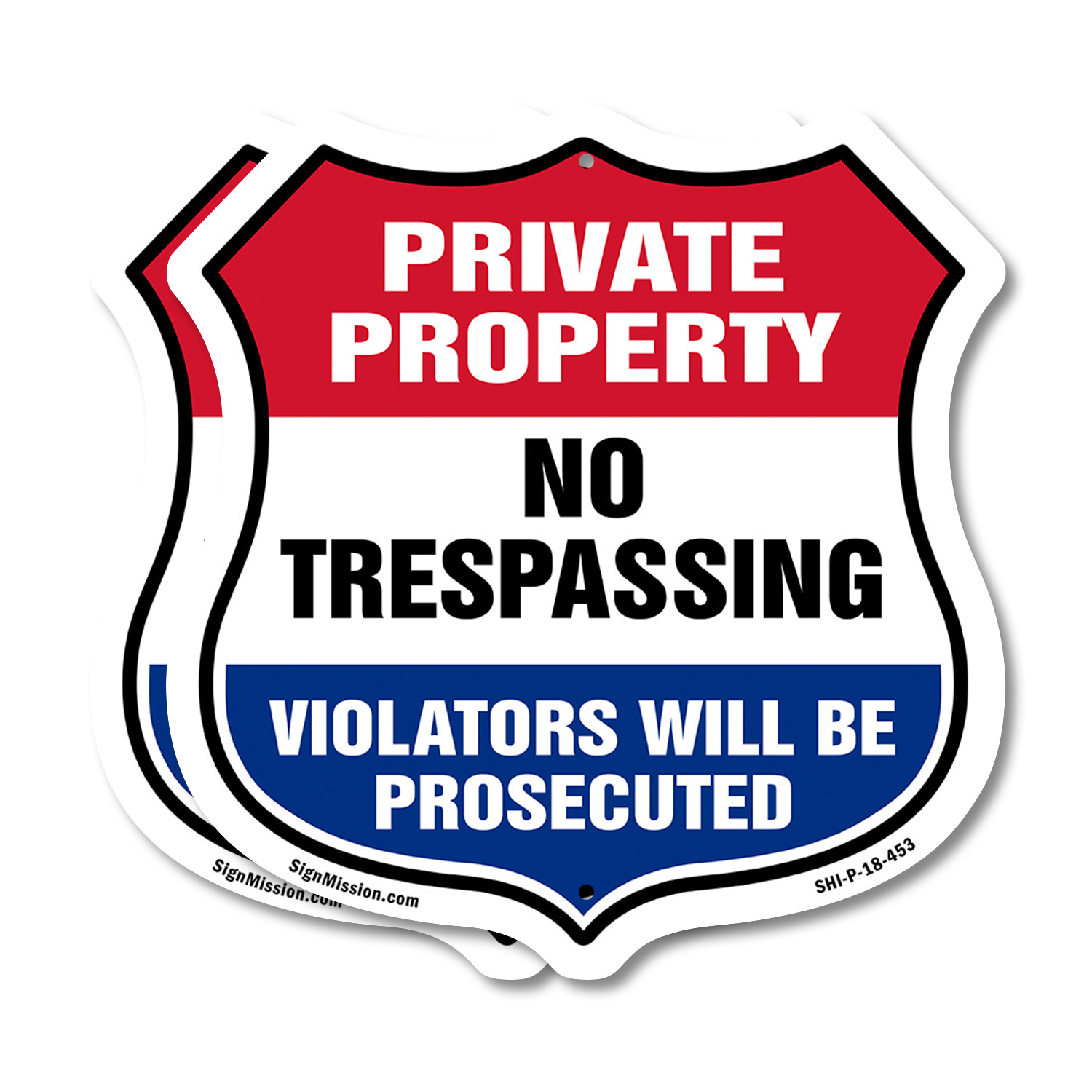 Private Property Shield Sign No Trespassing Violators Will B Shield Shaped Sign - Picture 10 of 41