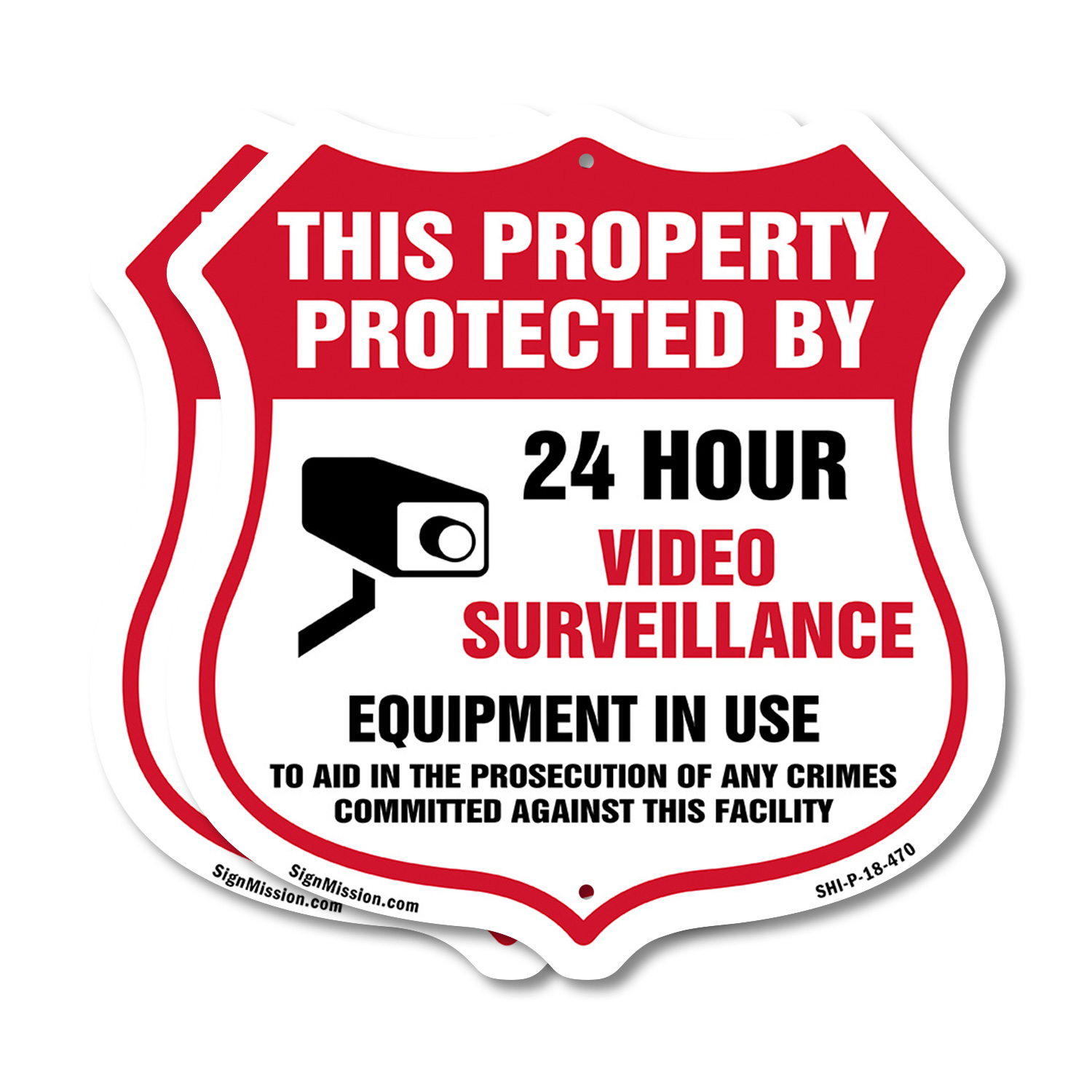 Video Surveillance Shield Sign This Property Protected By 24 Shield Shaped Sign - Picture 10 of 41