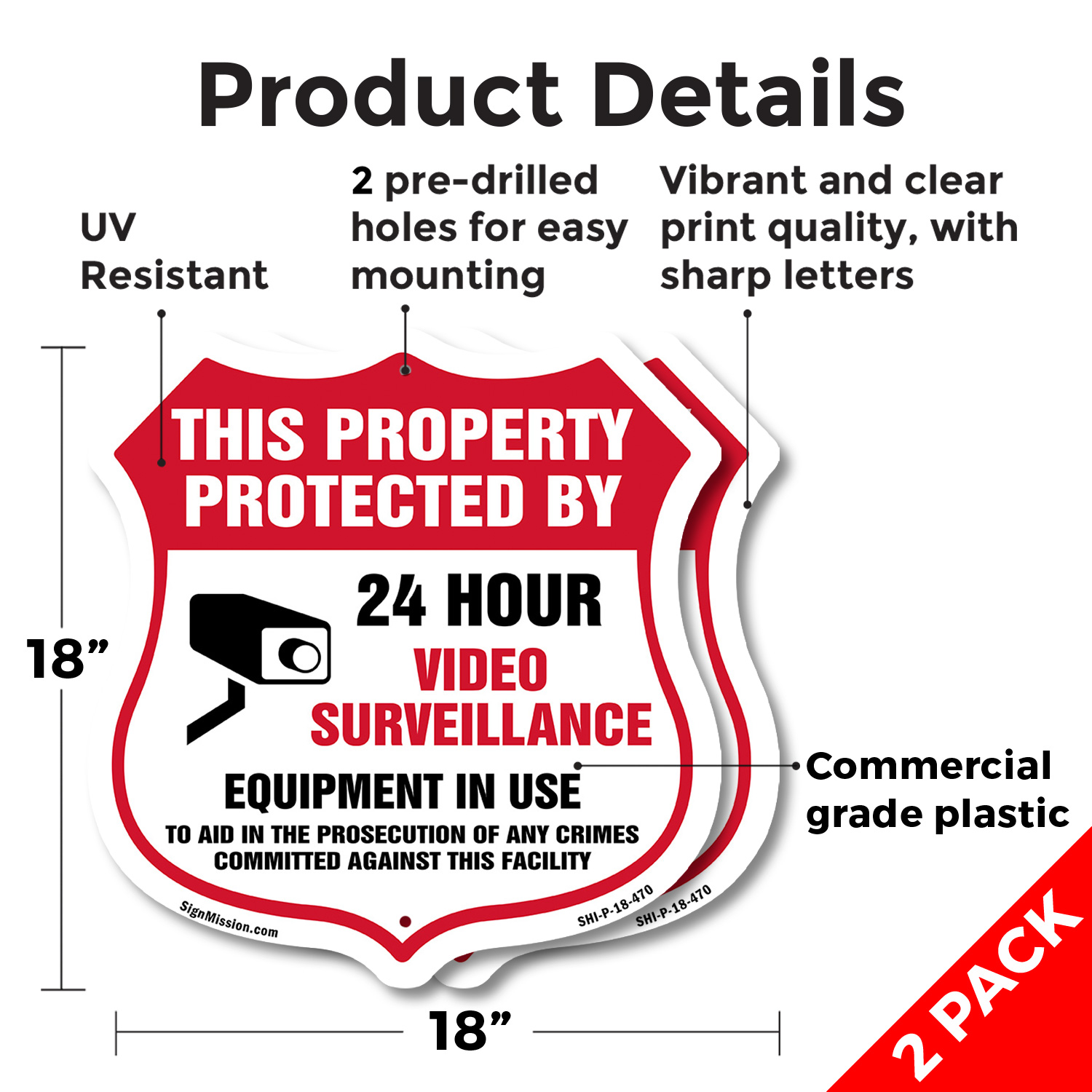 Video Surveillance Shield Sign This Property Protected By 24 Shield Shaped Sign - Picture 11 of 41